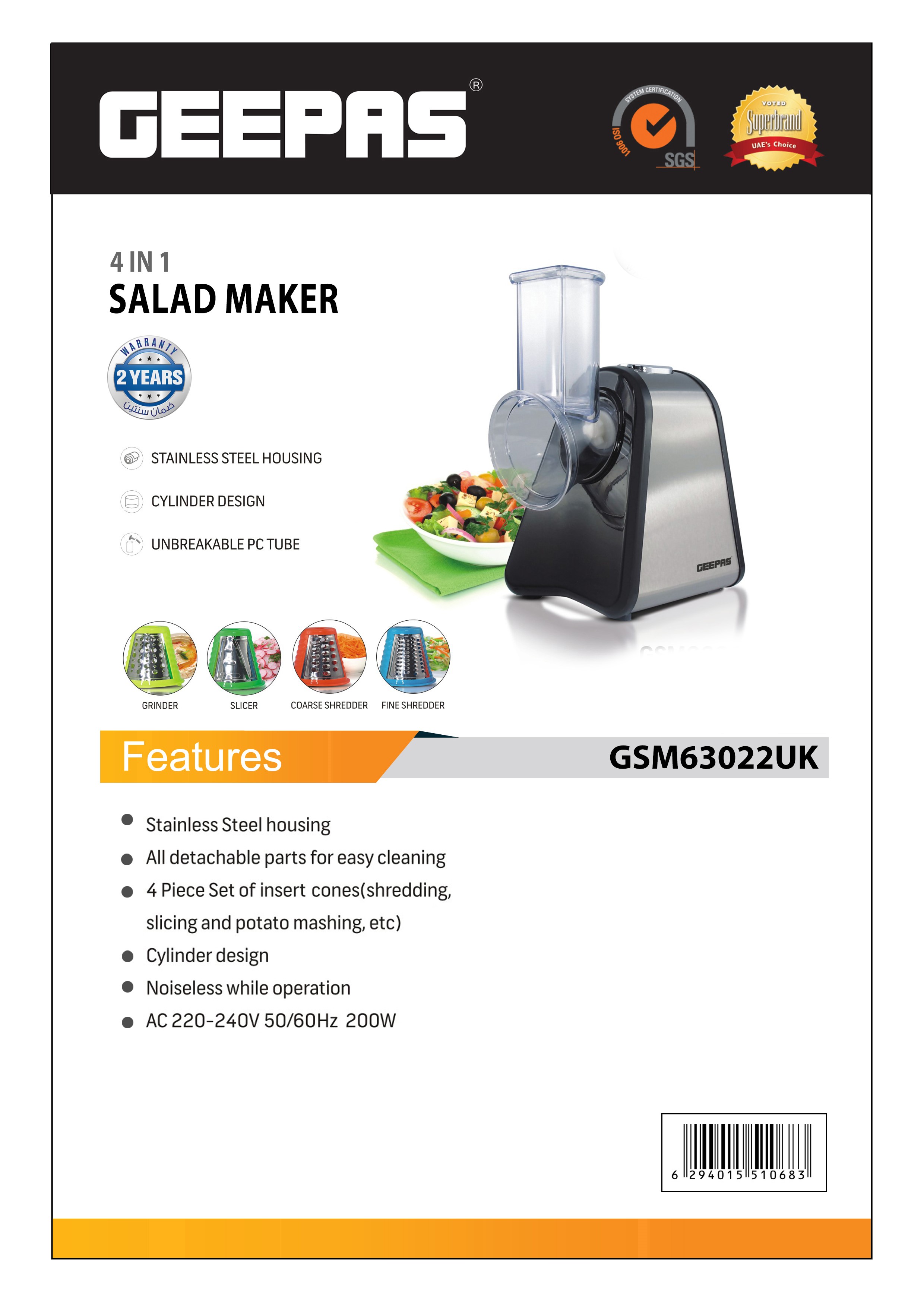 Geepas 200W 4 in 1 Electric Salad Maker