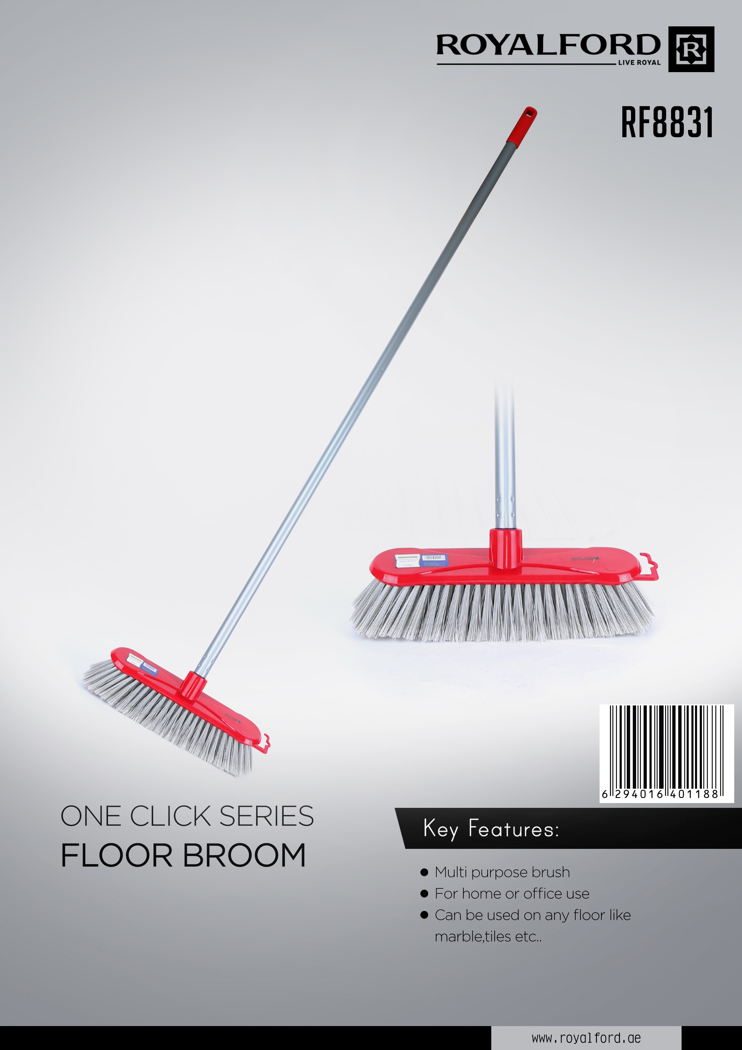 Buy Royalford Scrubbing Brush With Handle - Easy To Clean Hard & Stiff  Bristle Brush Made Of Durable Online in UAE - Wigme