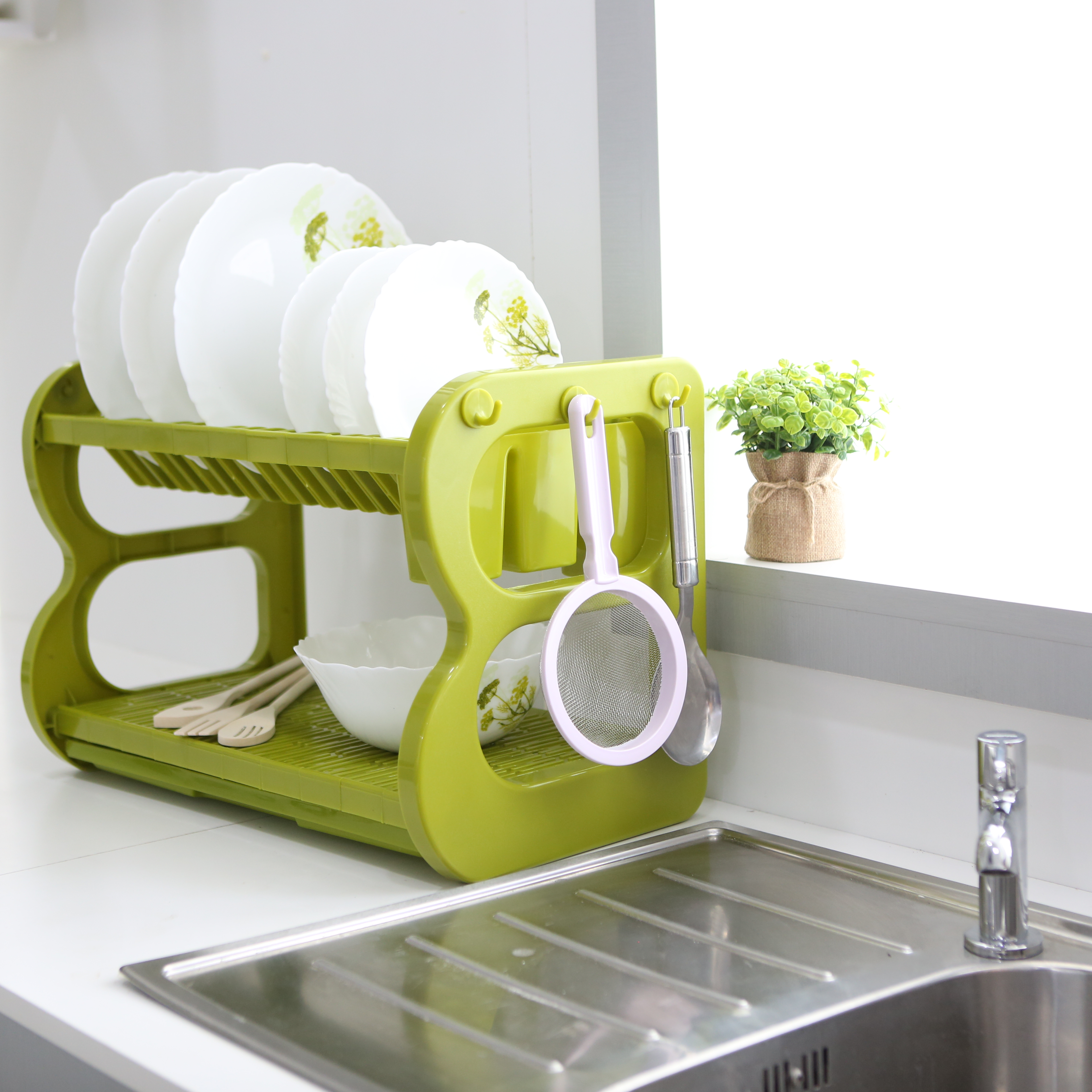 Royalford 2 Layer Plastic Dish Rack