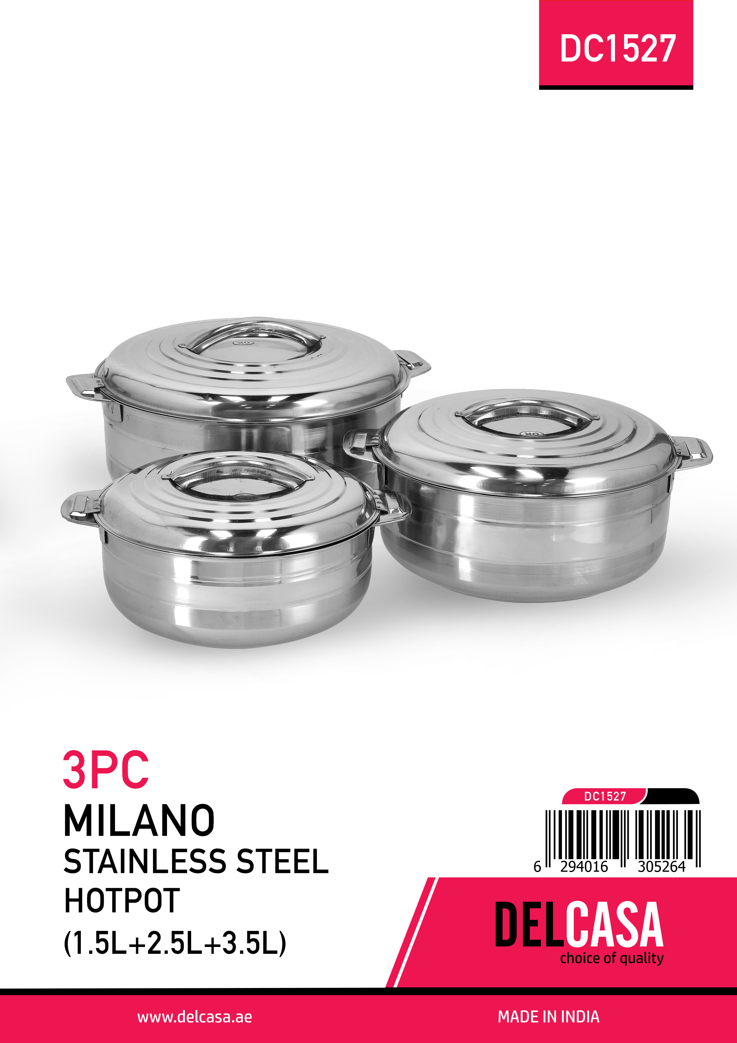 Delcasa 3Pcs Stainless Steel Hot Pot