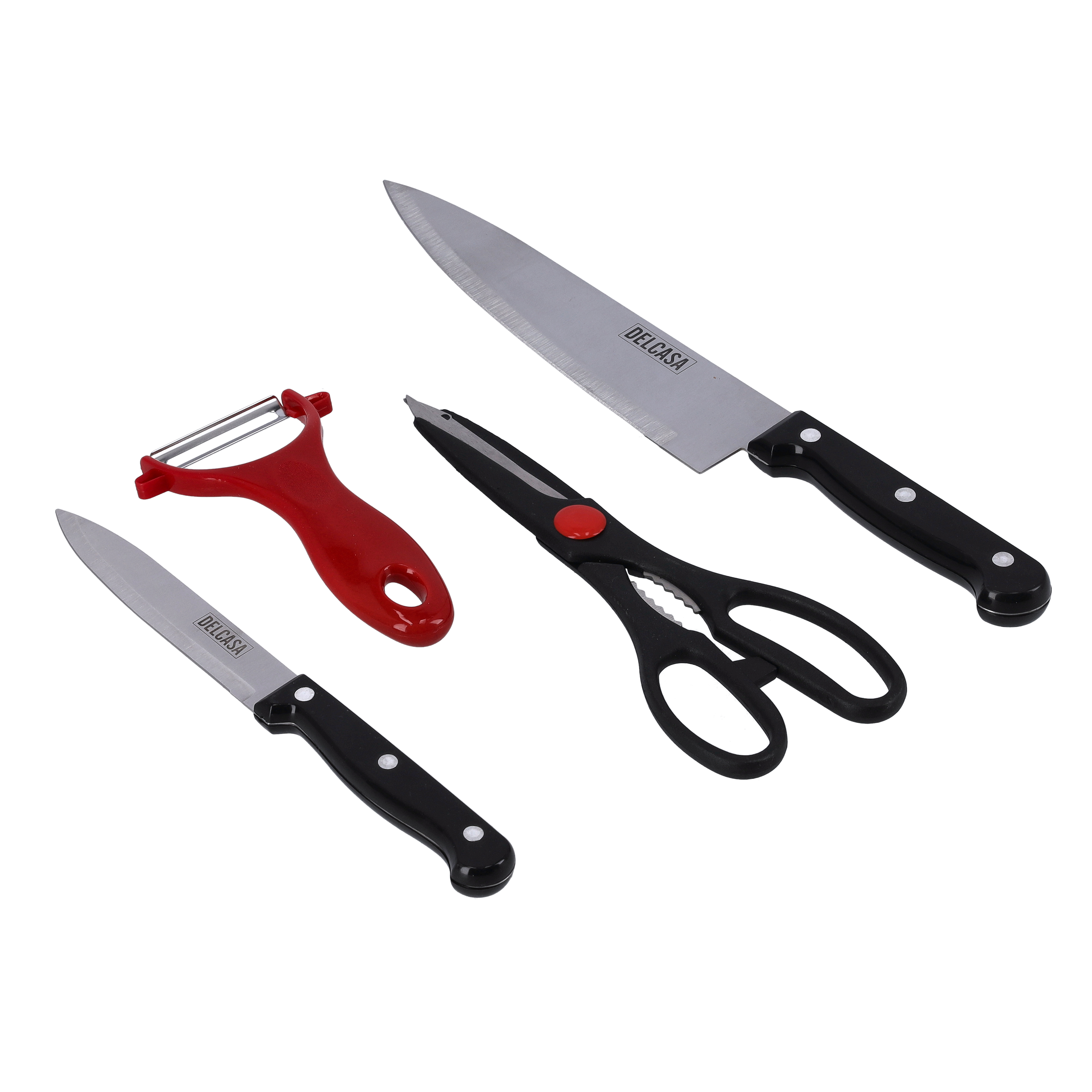 Buy Delcasa 4Pc Knife Set/Wooden Cutting Board Online in UAE - Wigme