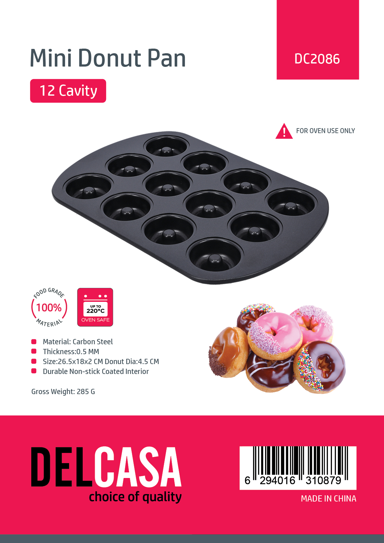 12-Cavity Metal-Reinforced Silicone Mini Donut Pan by Celebrate It®