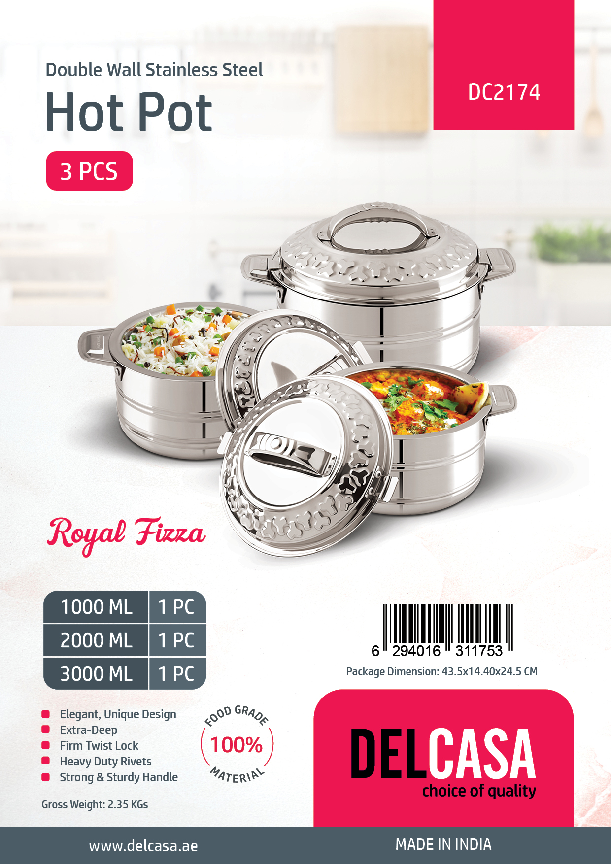 Delcasa 3Pcs Stainless Steel Hot Pot