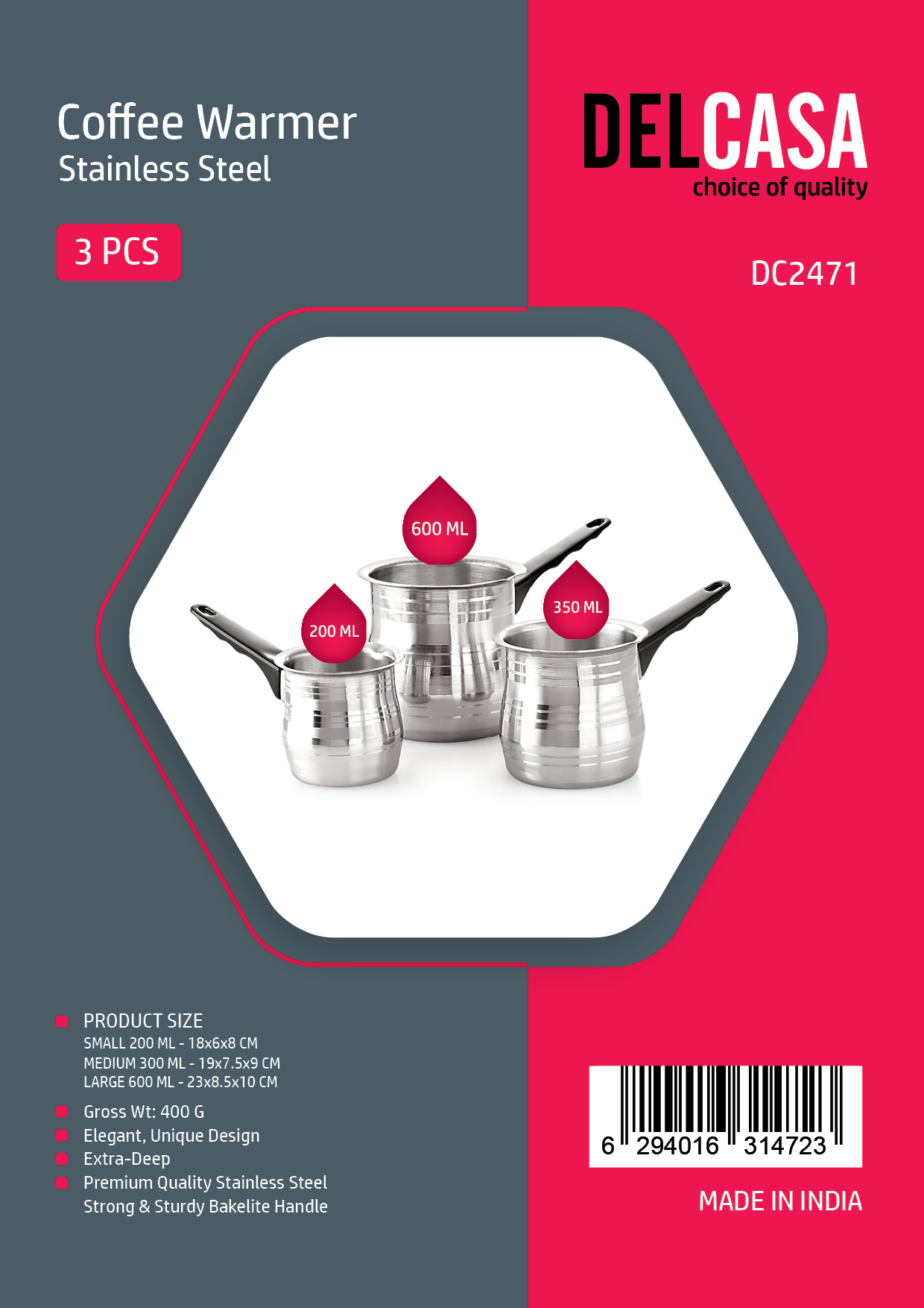 Delcasa 3Pcs Stainless Steel Hot Pot