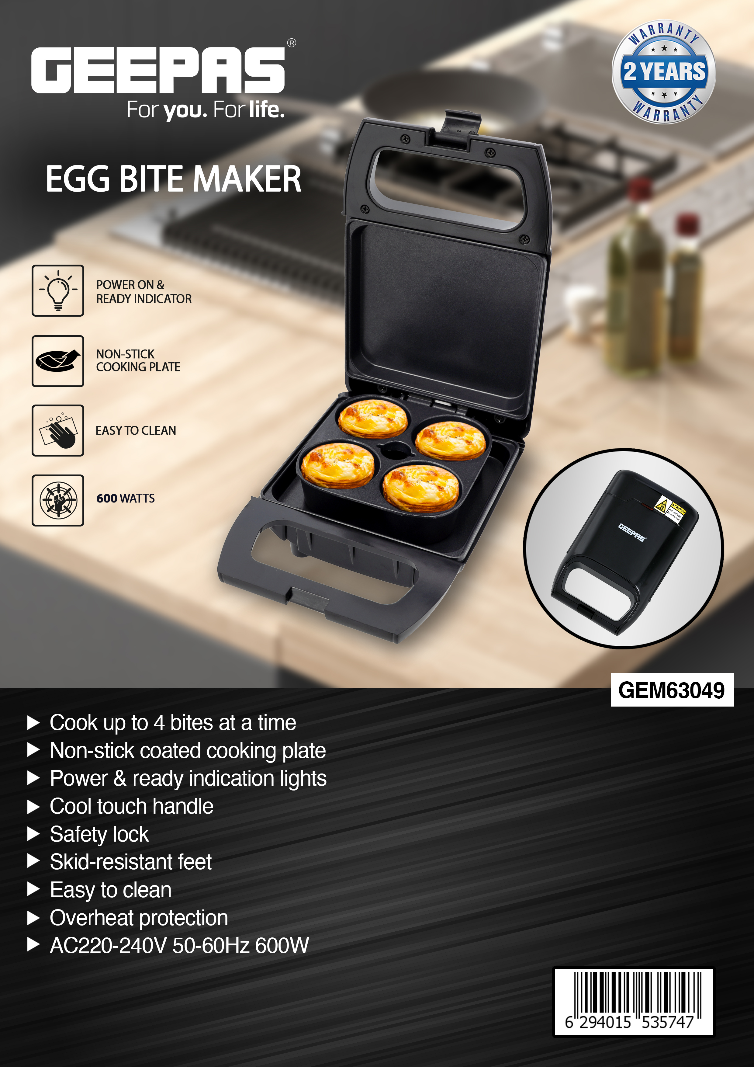 4 Pcs Egg Bite Maker - 600W