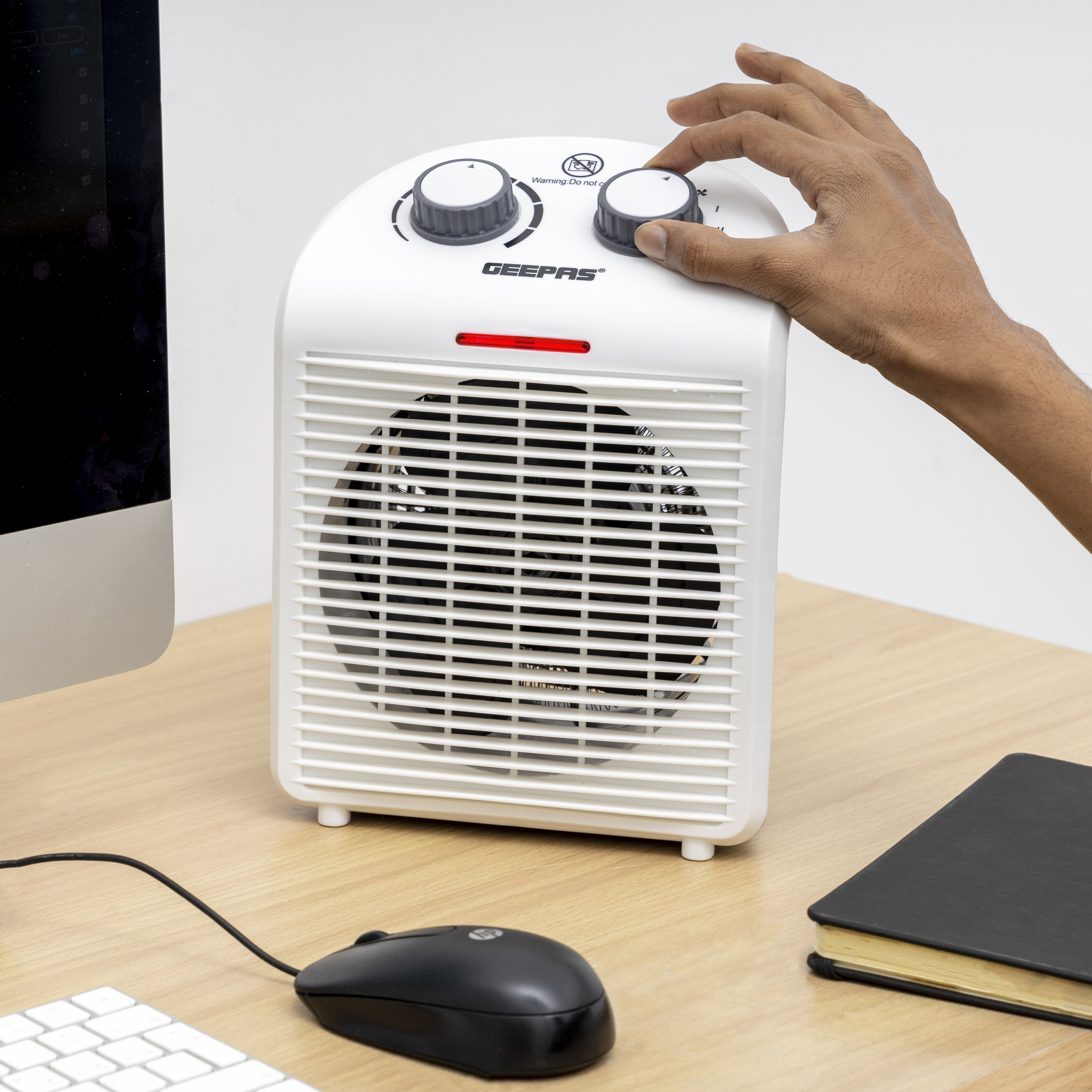 Fan Heater With 2 Heat Setting, GFH28520 | Adjustable Thermostat |  Cold/Warm/Hot Wind Selection | Overheat Protection | 2 Heat Settings |  Power Indicator Light