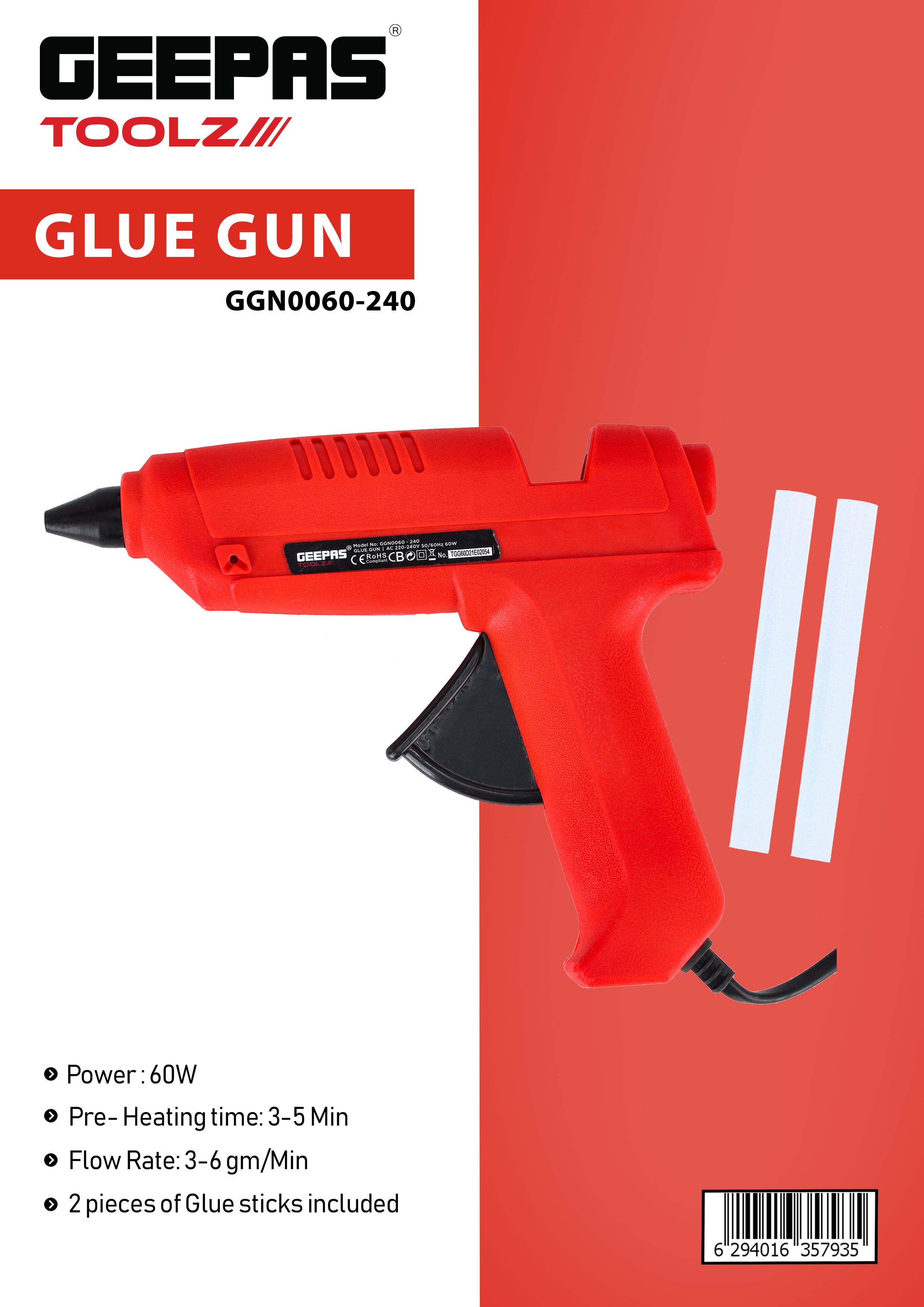 Hot Melt Glue Gun - Regular Size 60w, Ed0092a
