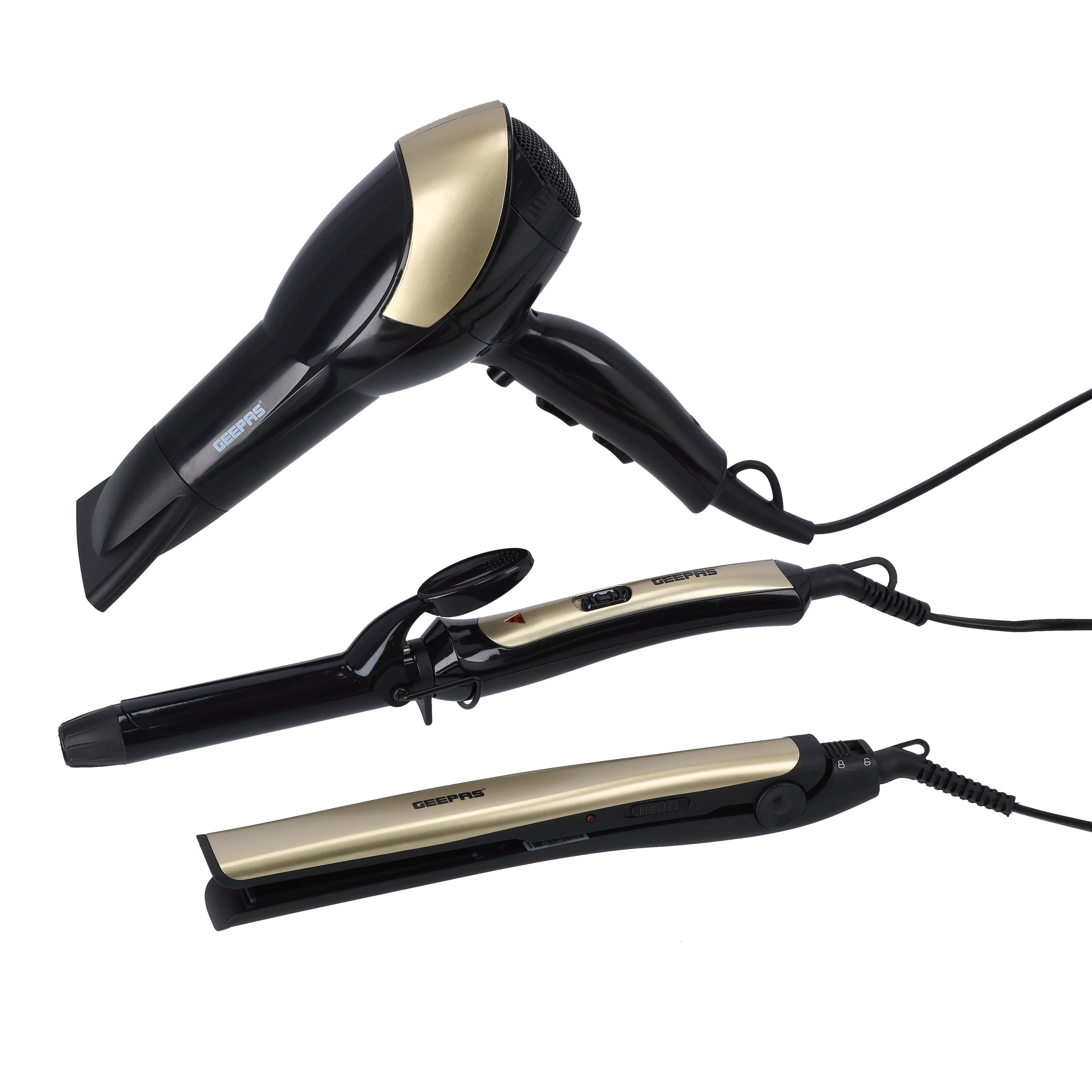 Geepas 3 In 1 Hair Styling Set 2200W - 2 Speed & 3 Heat Setting Curler |  Ceramic Coating Plates Straightener with 25mm Hair Curler | Ideal Gift for  Women | Perfect for Short & Long Hairs
