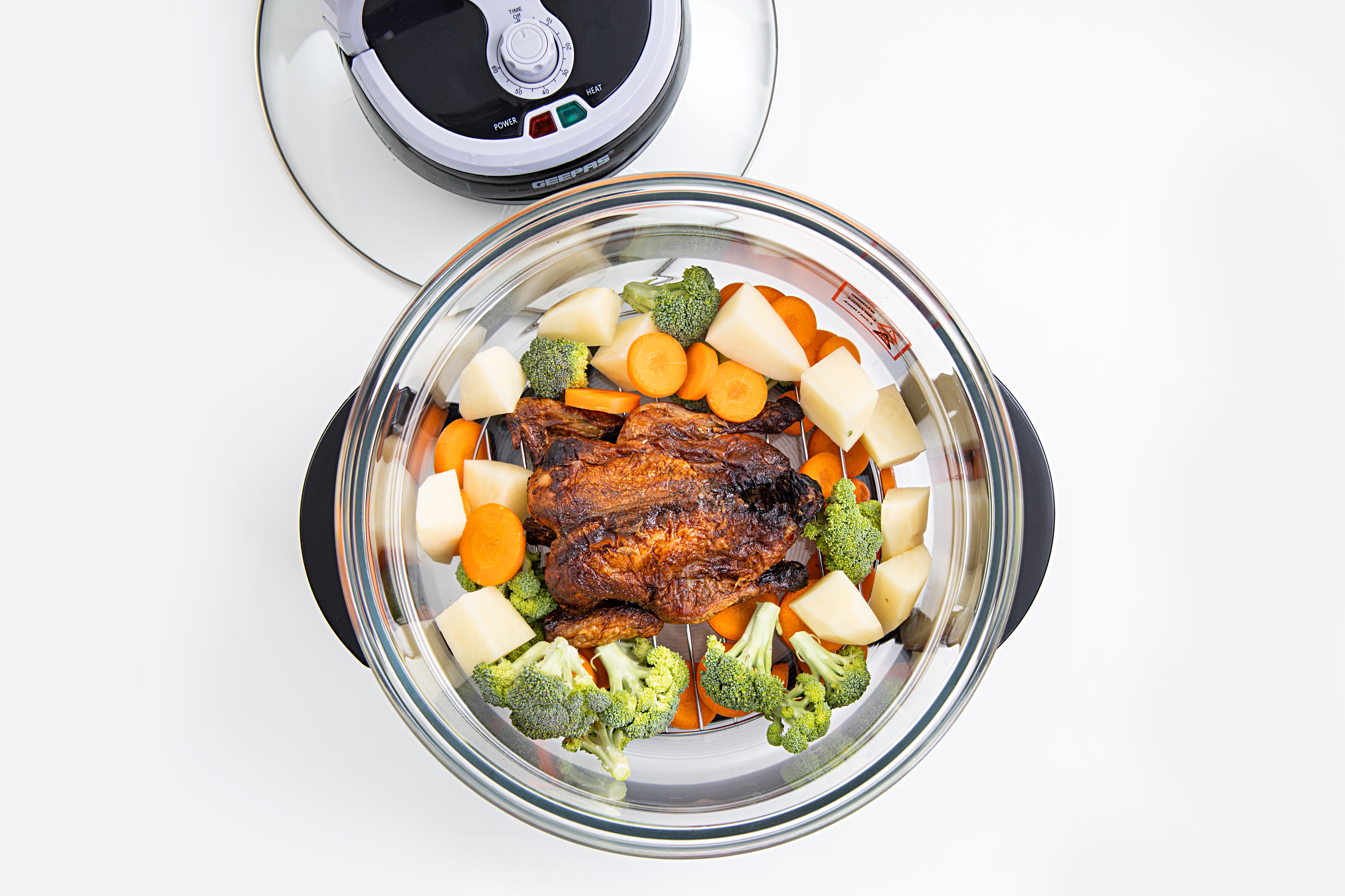 Geepas 1400W Turbo Halogen Oven 17L, 60min Timer, Adjustable Temperature  Control, Self Clean Function & Low Fat Air Fryer