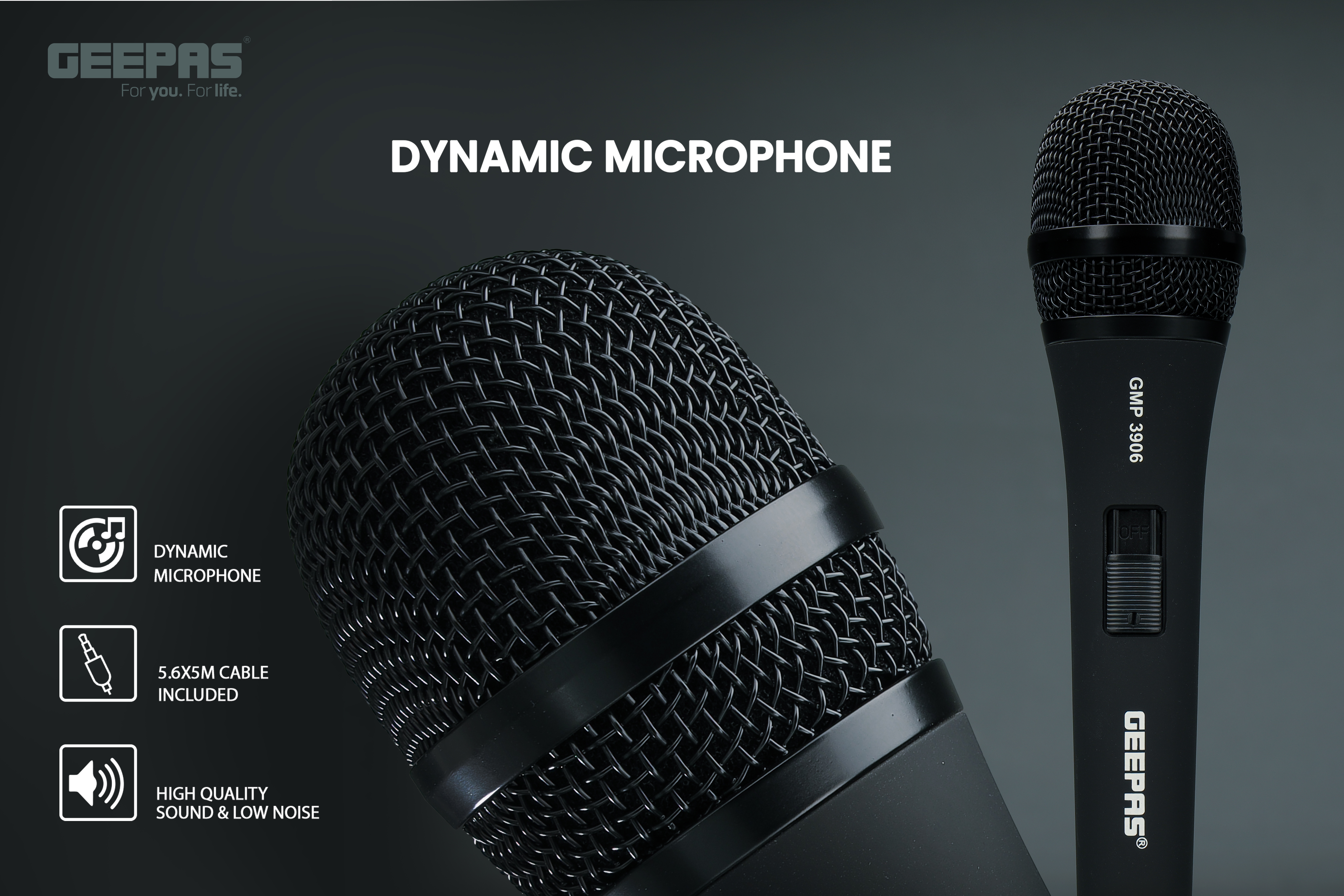 Buy Geepas Dynamic Microphone 5.6 6M Cable Sharp Sensitivity