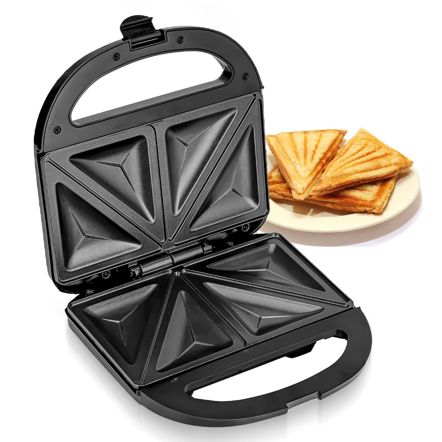 Mini Electric Sandwich Maker: Double Side Heat 2 Slice Breakfast Toaster