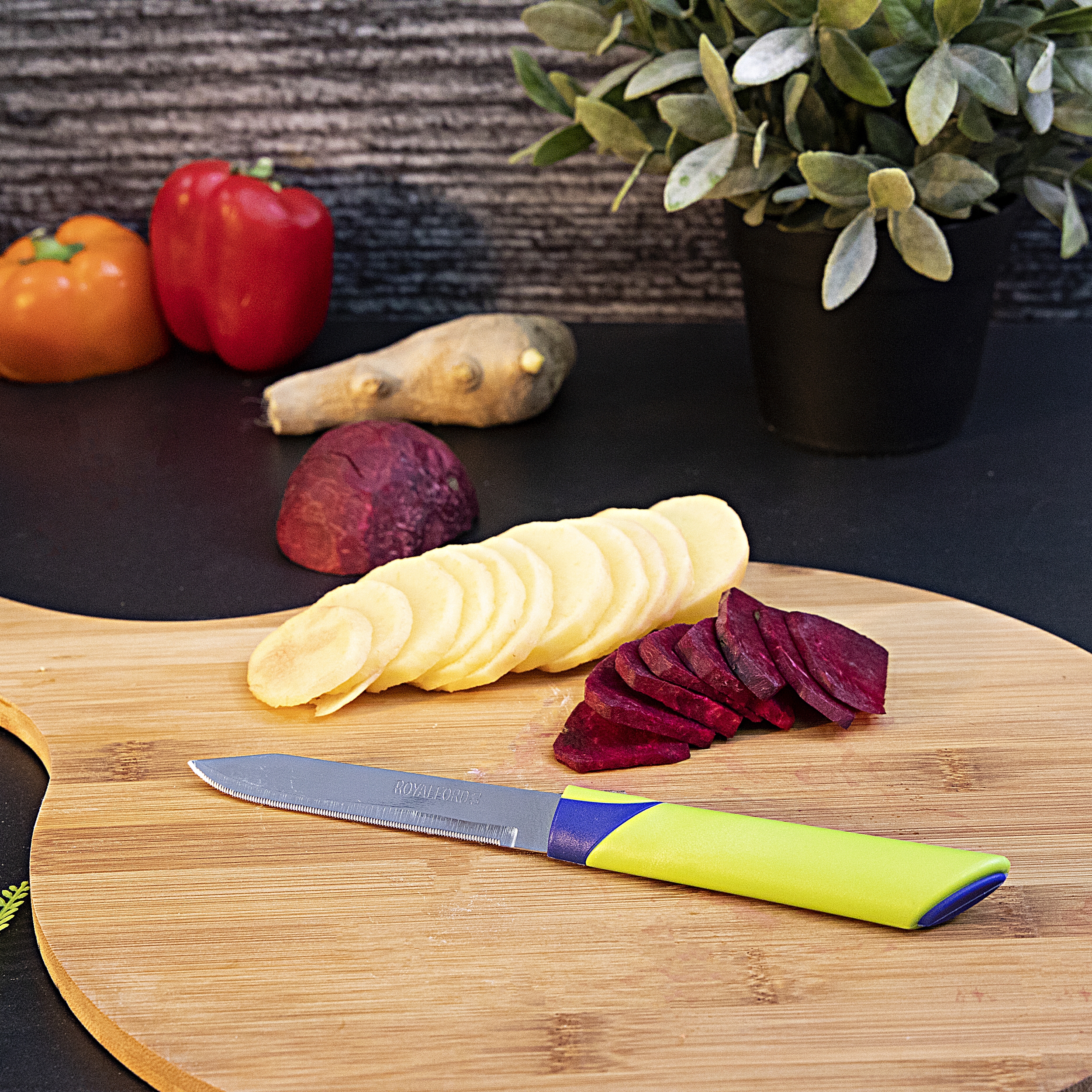 Knife set, stainless steel sharp fruit knife chopping board set