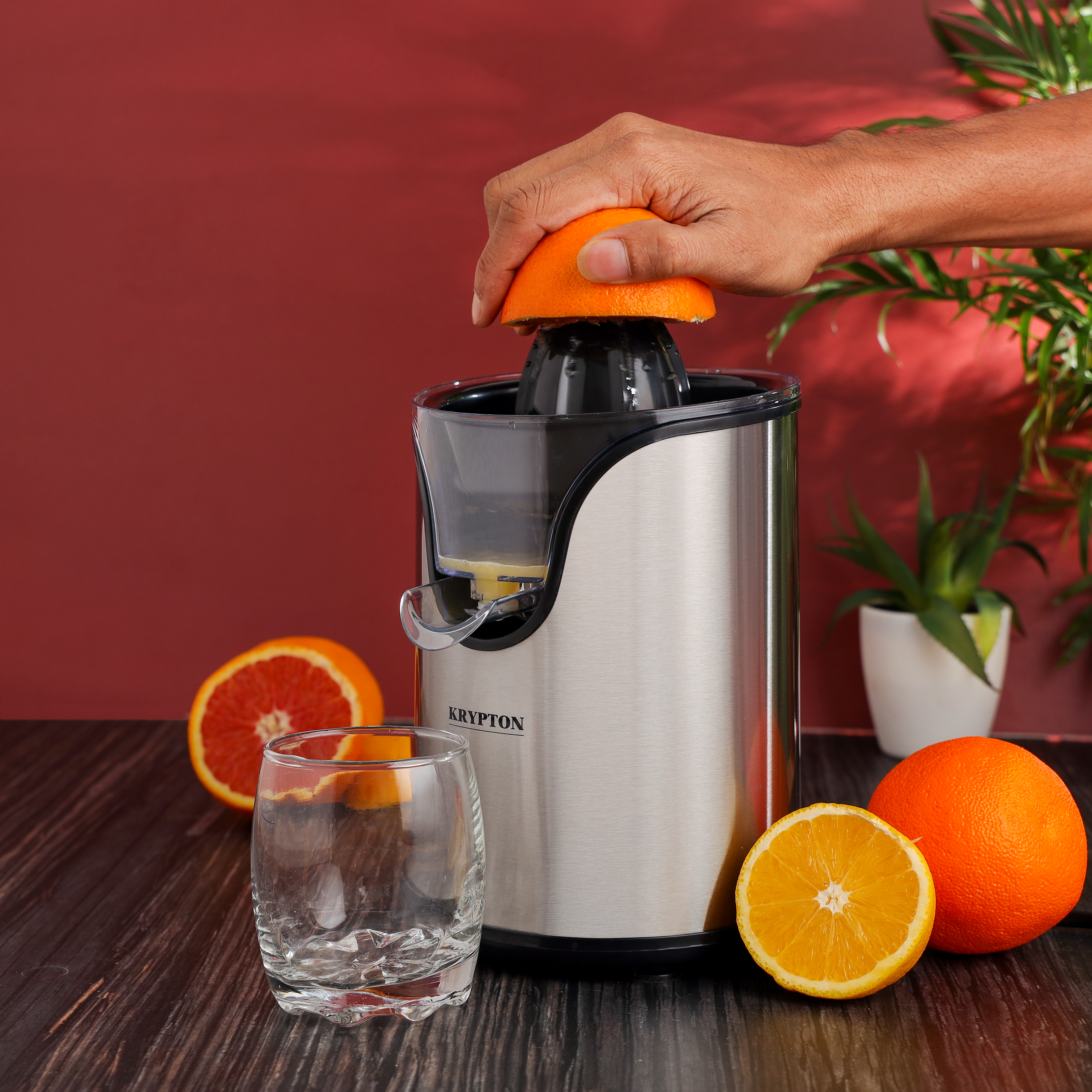 Eznnon BPA-free electric citrus juicer extractor: compact and large-capacity pulp control orange with easy pour spout lemon lime grapefruit 
