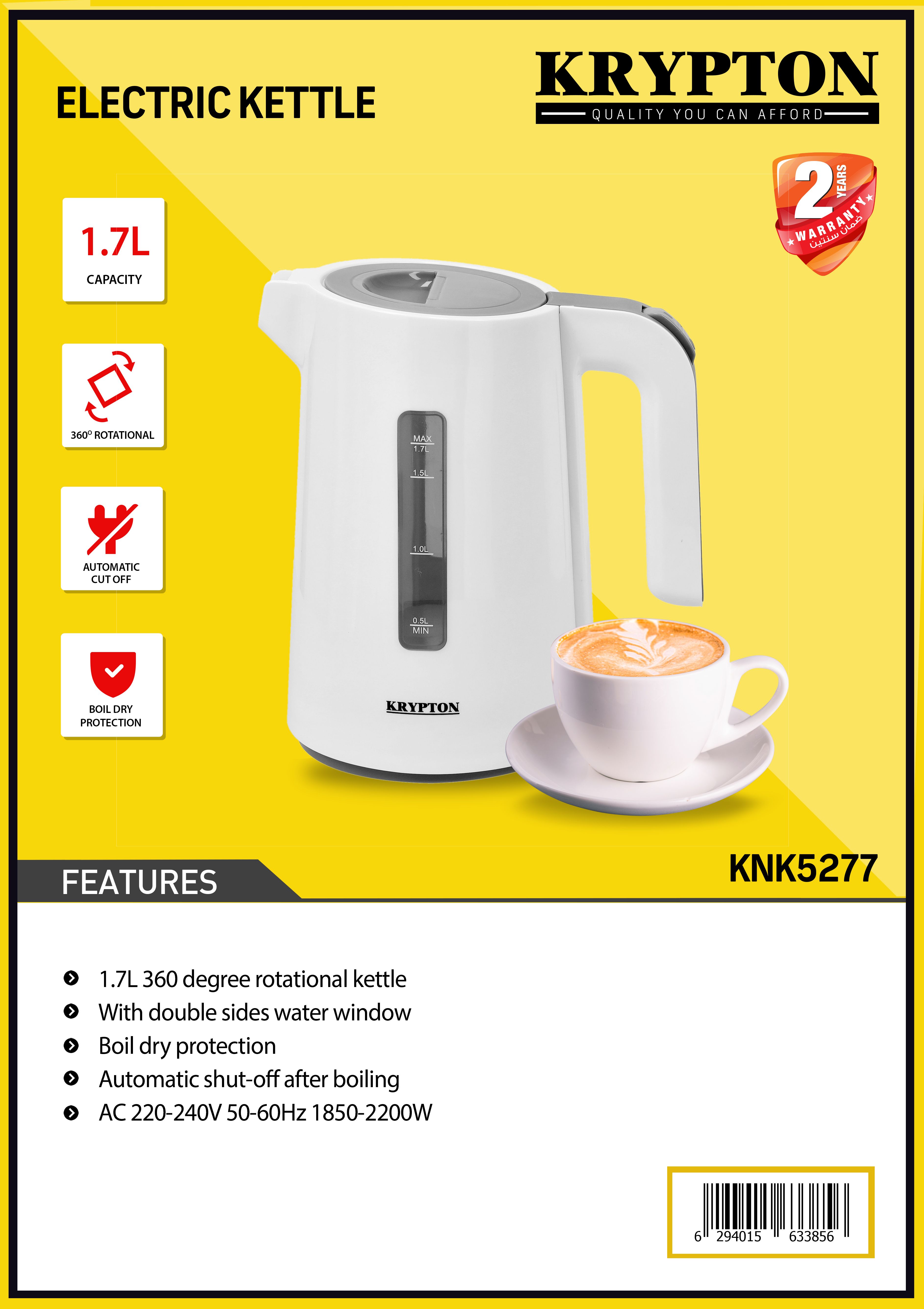 Electric Kettle - 1.7L Hot Tea Kettle Water Boiler with Double
