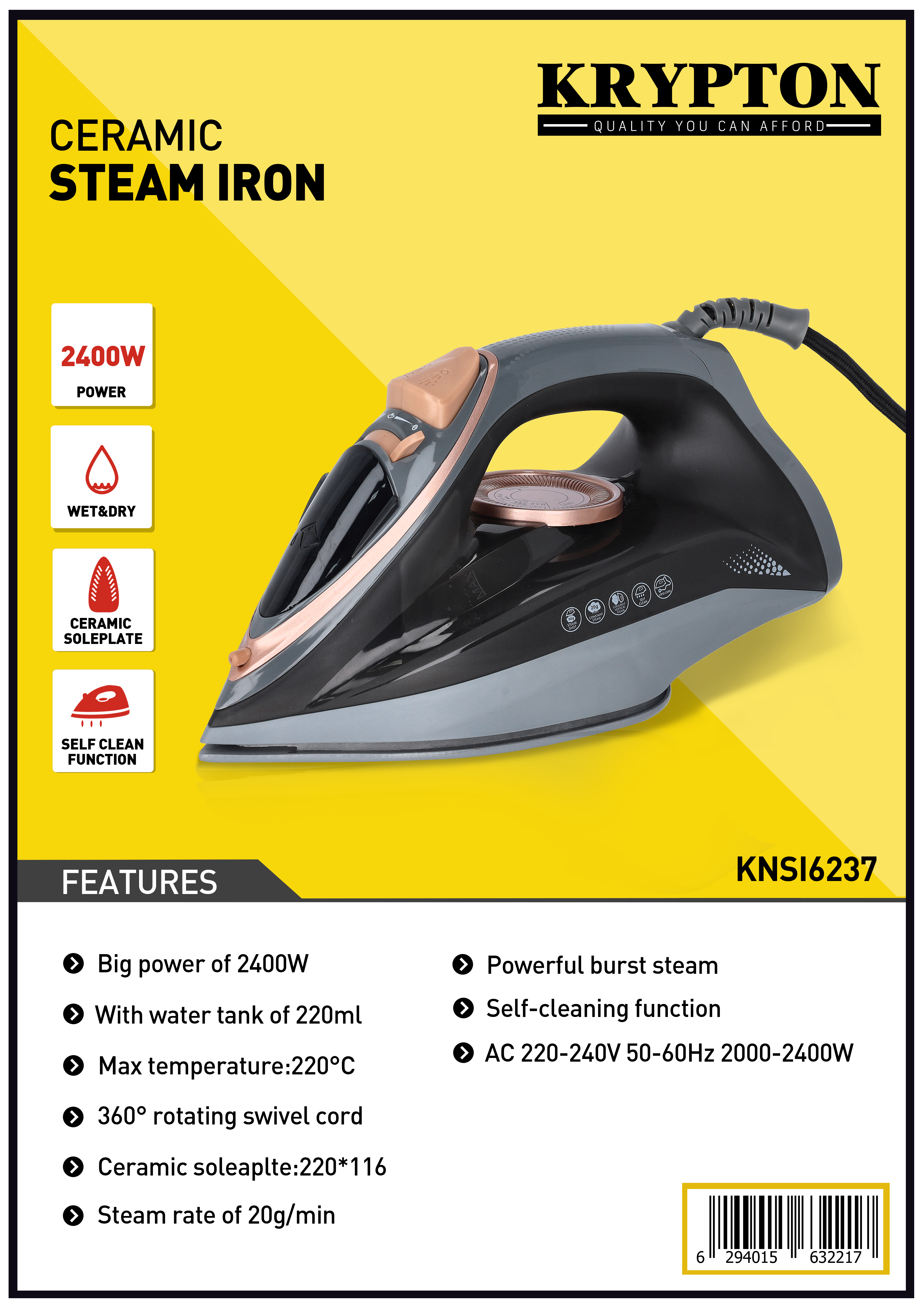 steam iron with ceramic soleplate by sainsbury's