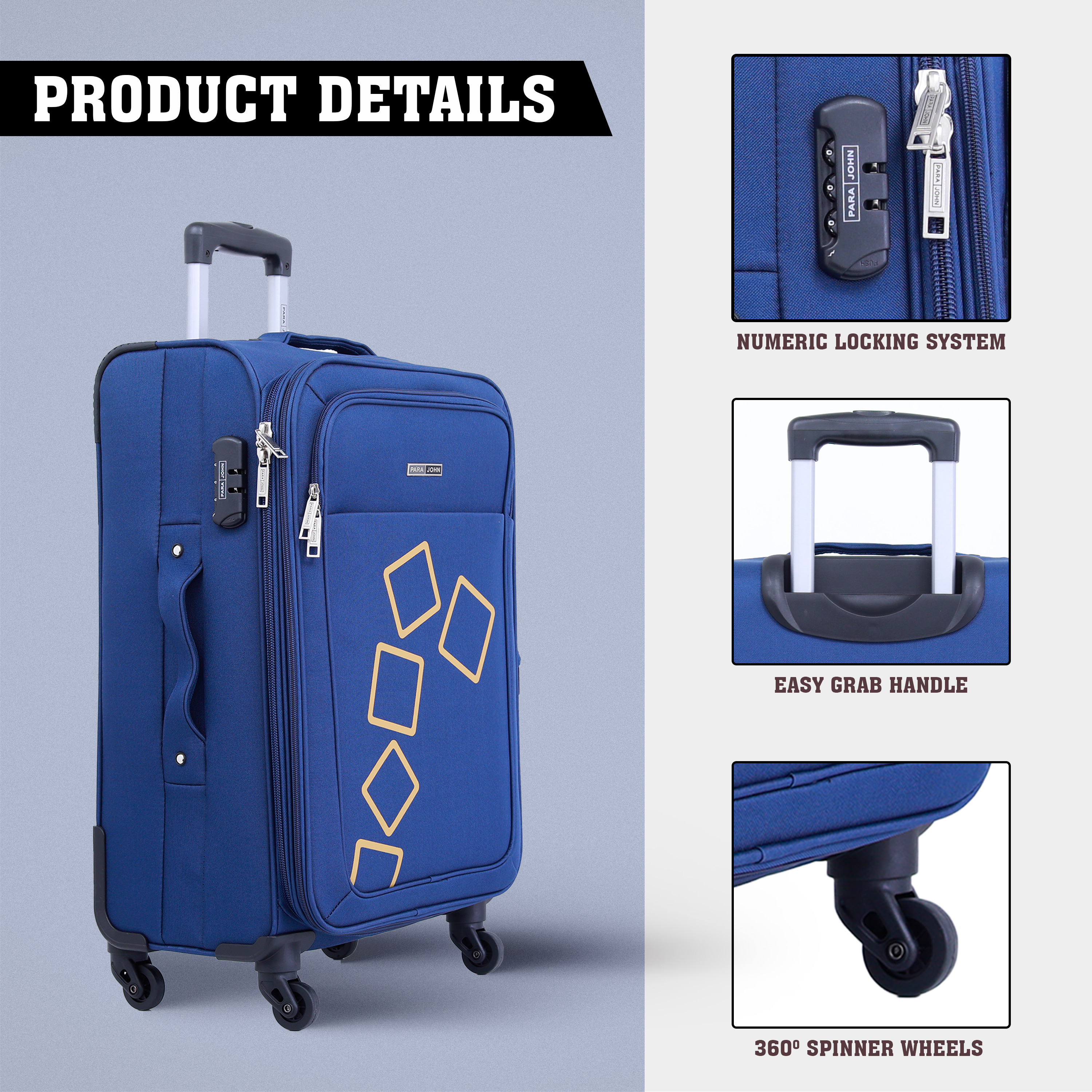 PARA JOHN Travel Luggage Suitcase Set of 4 - Trolley Bag, Carry On
