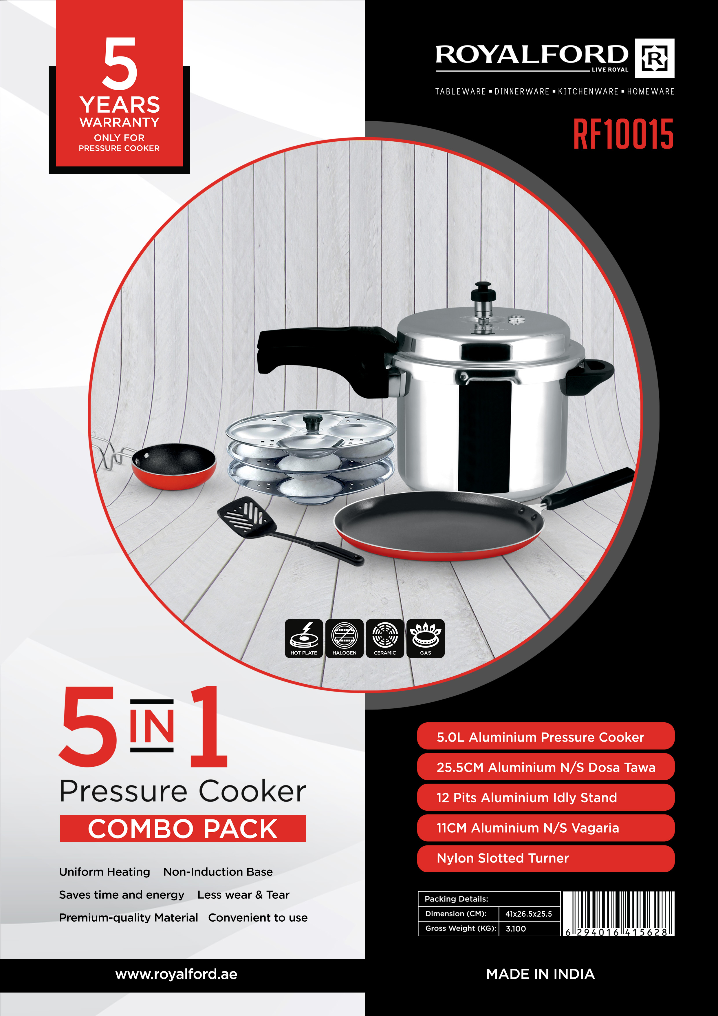 5 In 1 Pressure Cooker Como Pack 1X8