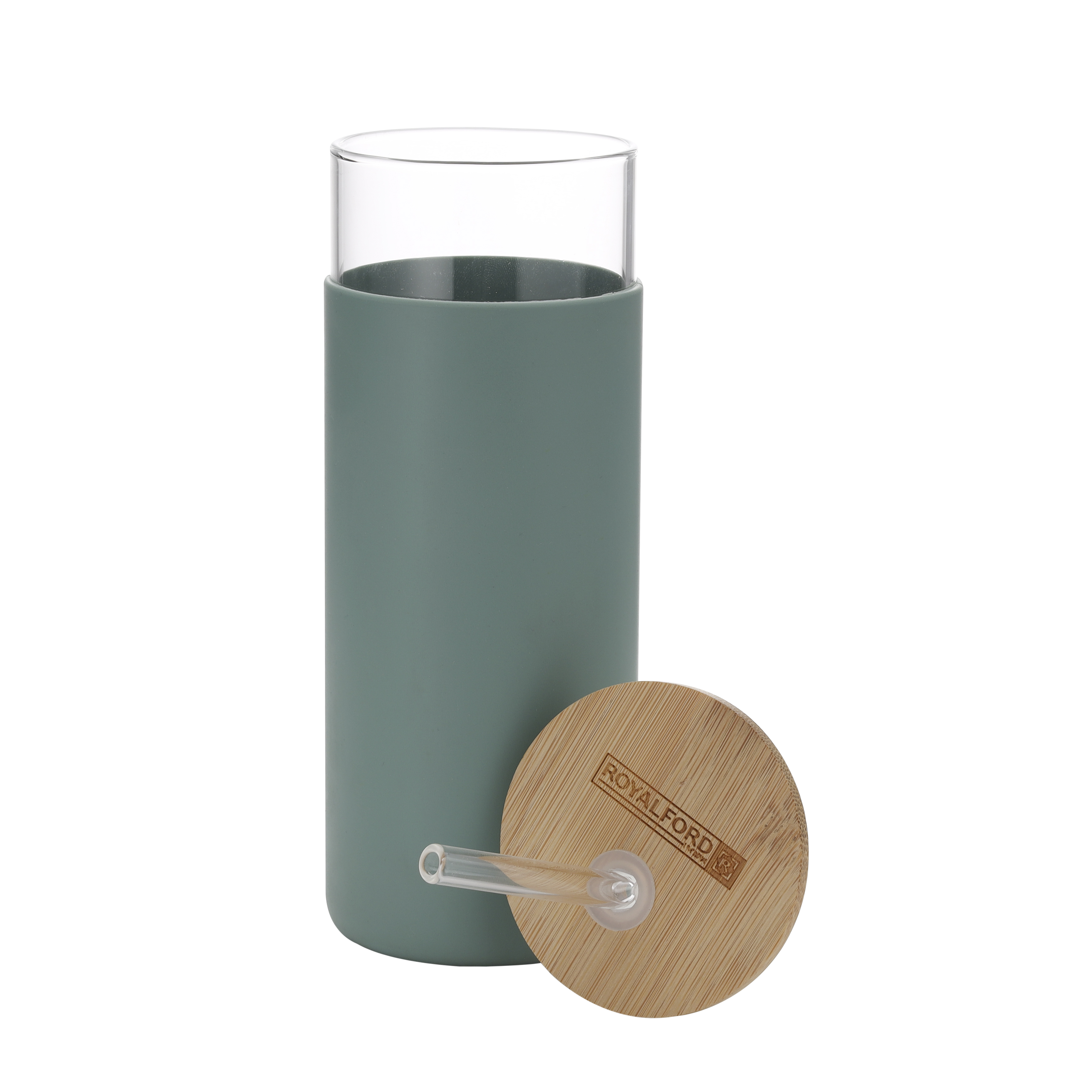 Glass Water Bottle with Bamboo Lid - Grow with the Flow by Studio