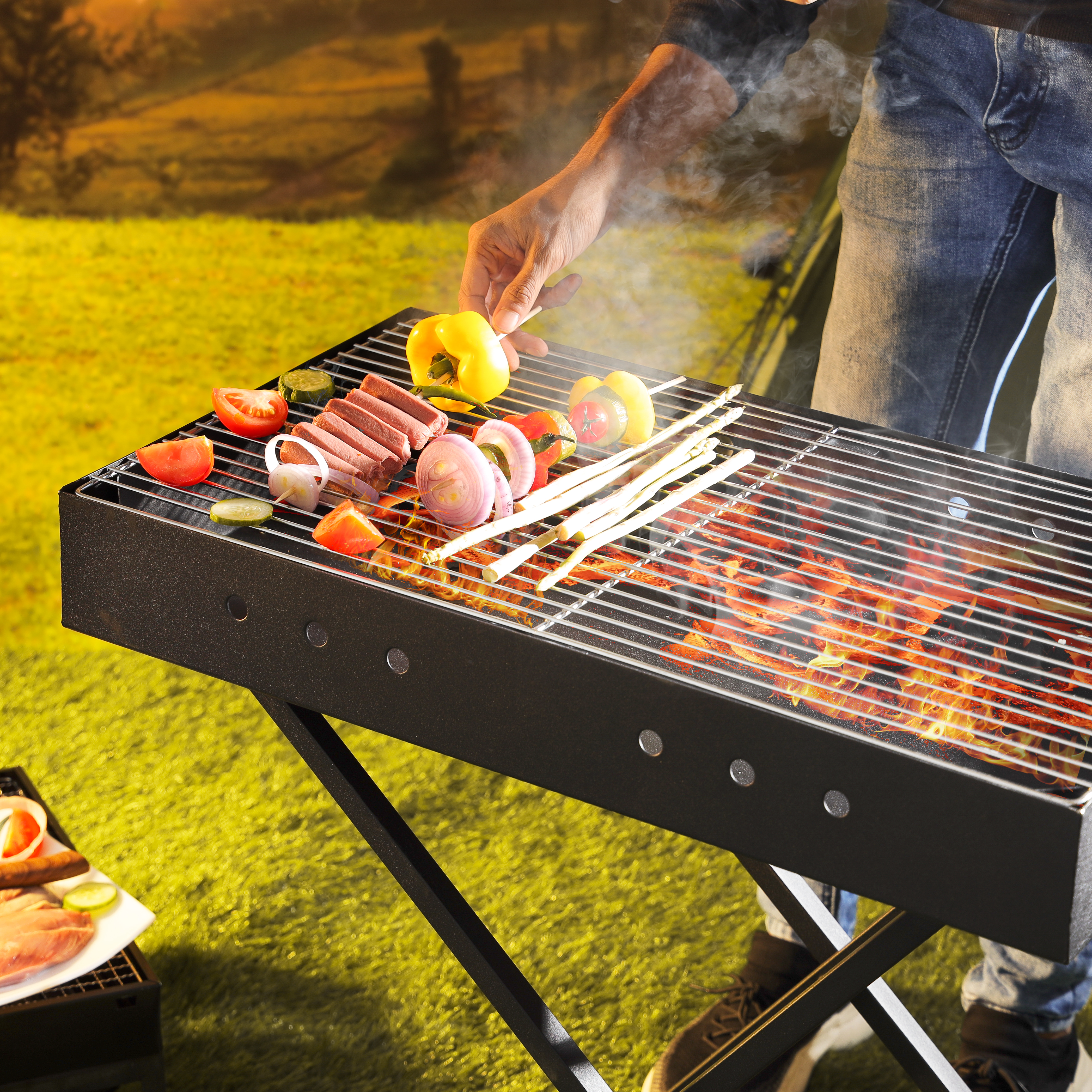 Portable shop bbq stand