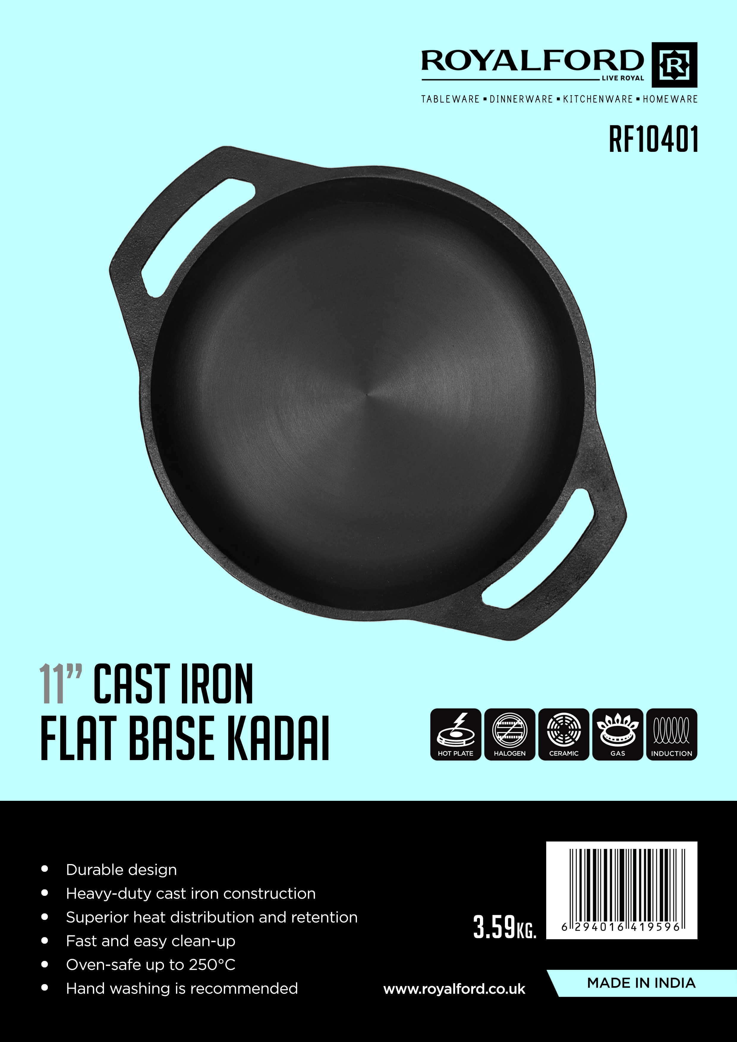 Flat Base Cast Iron Kadai