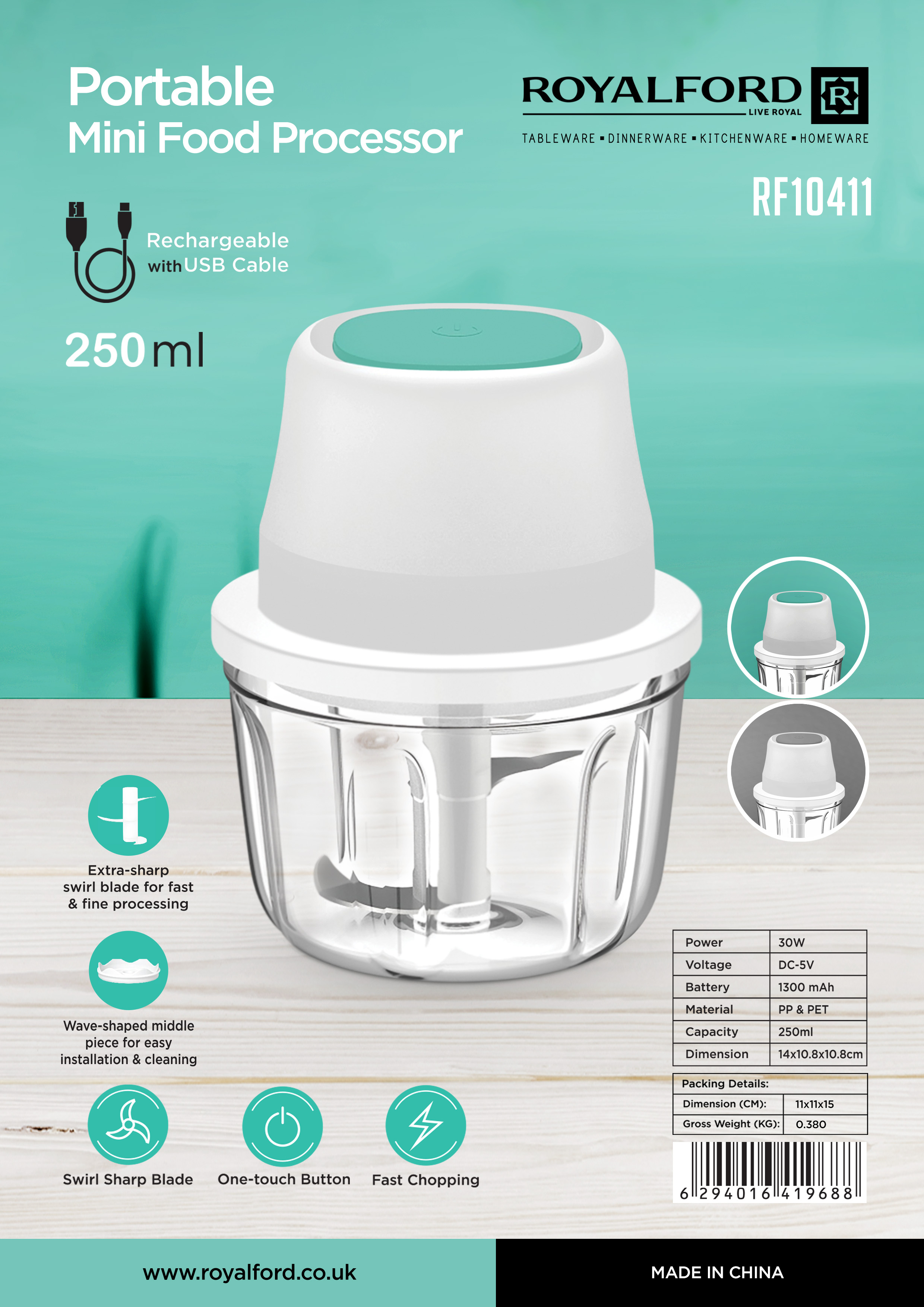 Mini Electric Chopper, Mini Food Processor With 3 Sharp Blades