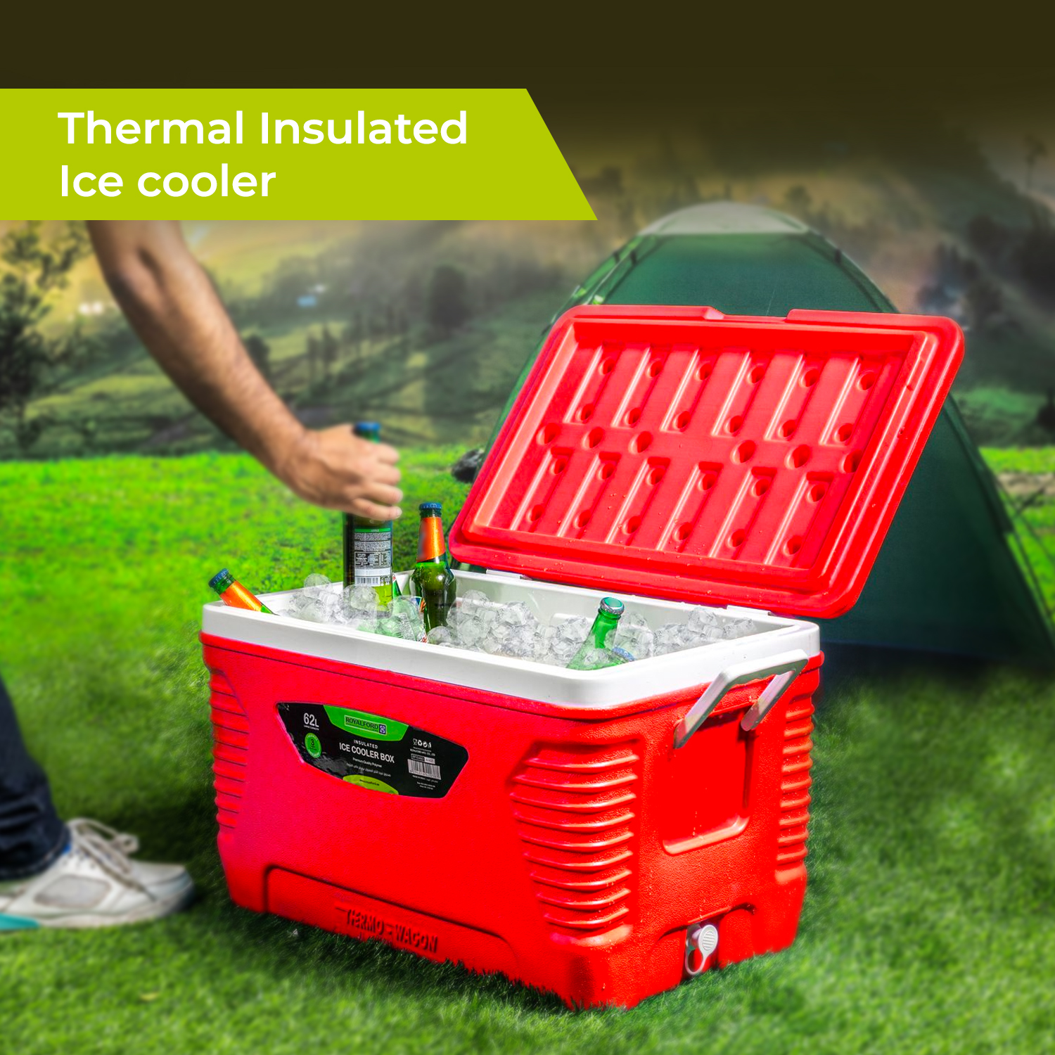 Insulated Ice Cooler Box - 62Ltr