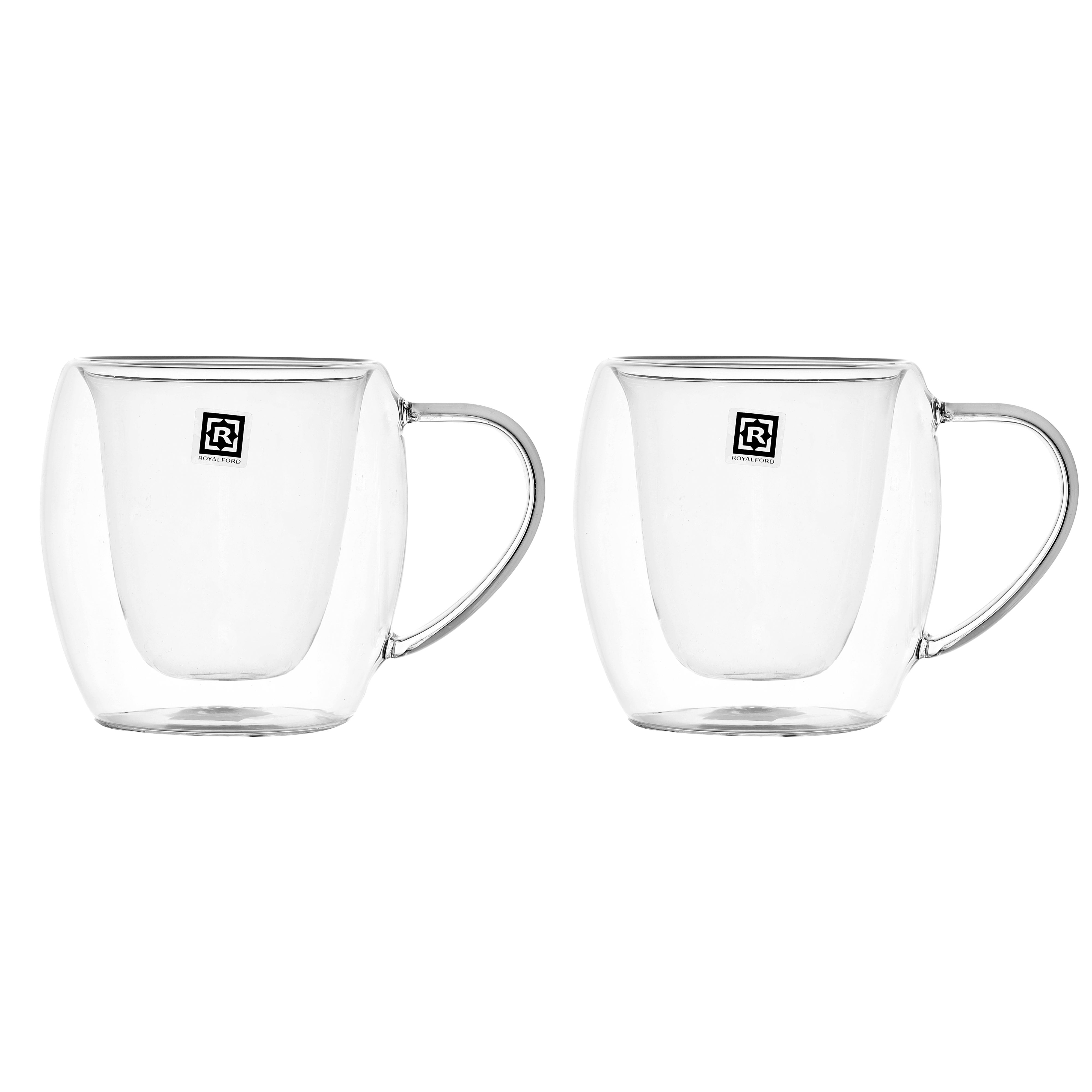 Double Wall Mug Set, 250ml Borosilicate Glass Cup, RF10528, 2pcs Clear  Glass Coffee Cups