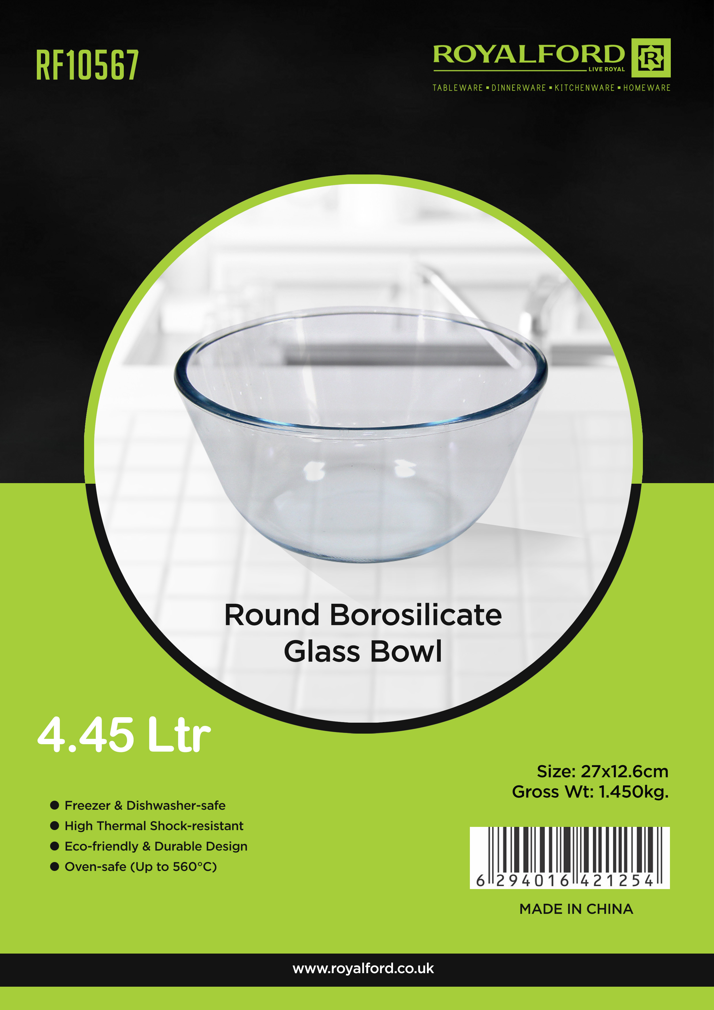 Brosilicate Rectangular Round Glass Mixing Bowl