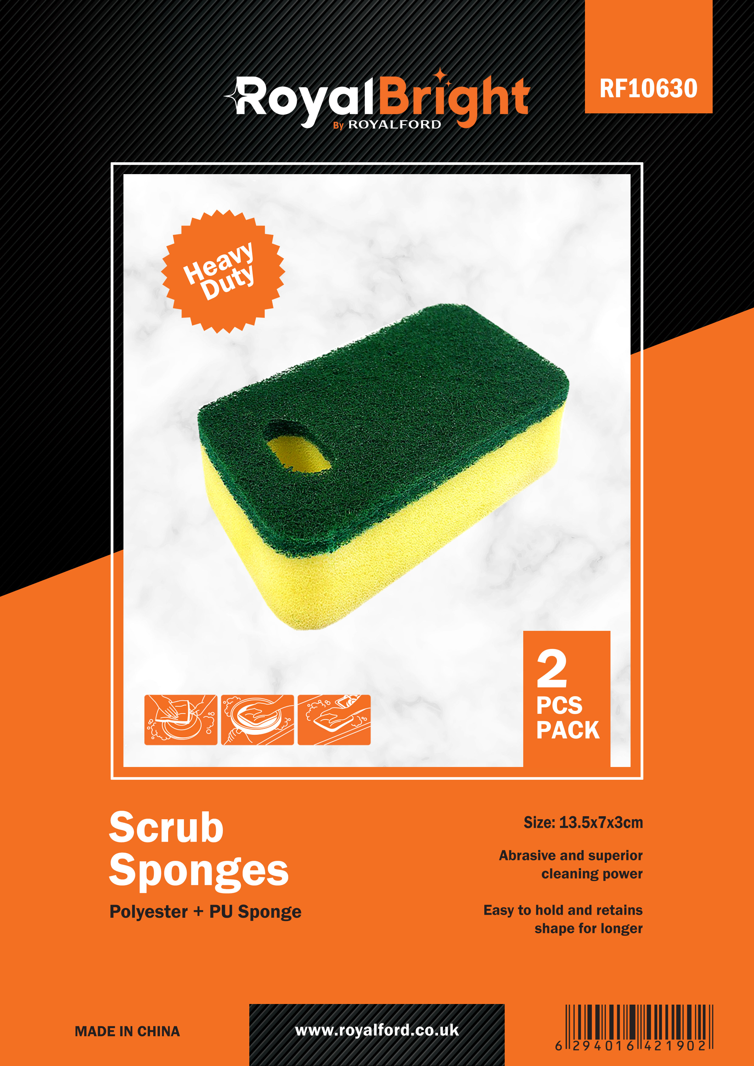 2PCS Grip Abrasive Cleaning Sponges - China Kitchen Sponge Scourer