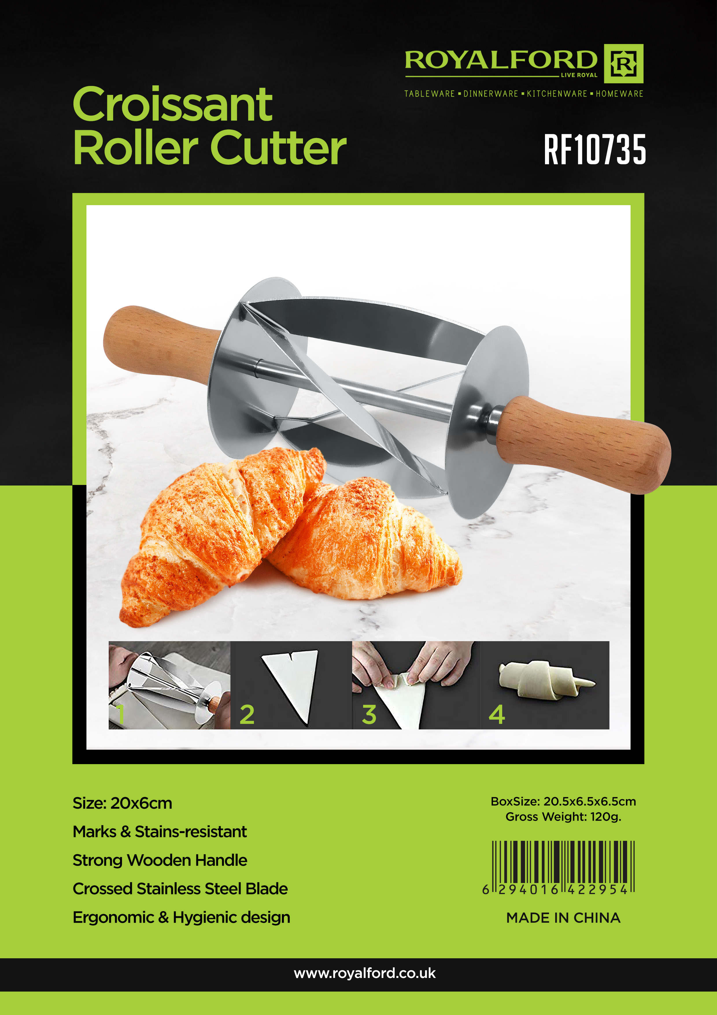 Croissant Cutter Croissant Cutter Roll Croissant Cutter Stainless Steel  Stainless Steel Croissant Roller Slices Croissant Knife With Wooden Handle