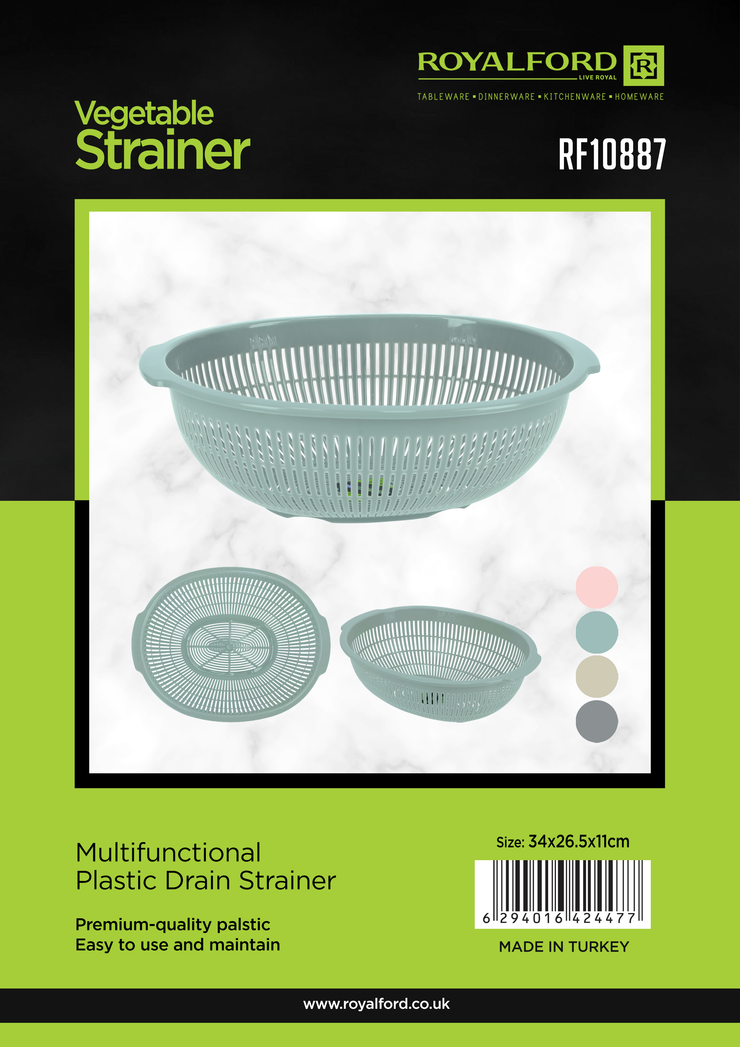 Royalford Plastic Oval Vegetable Strainer