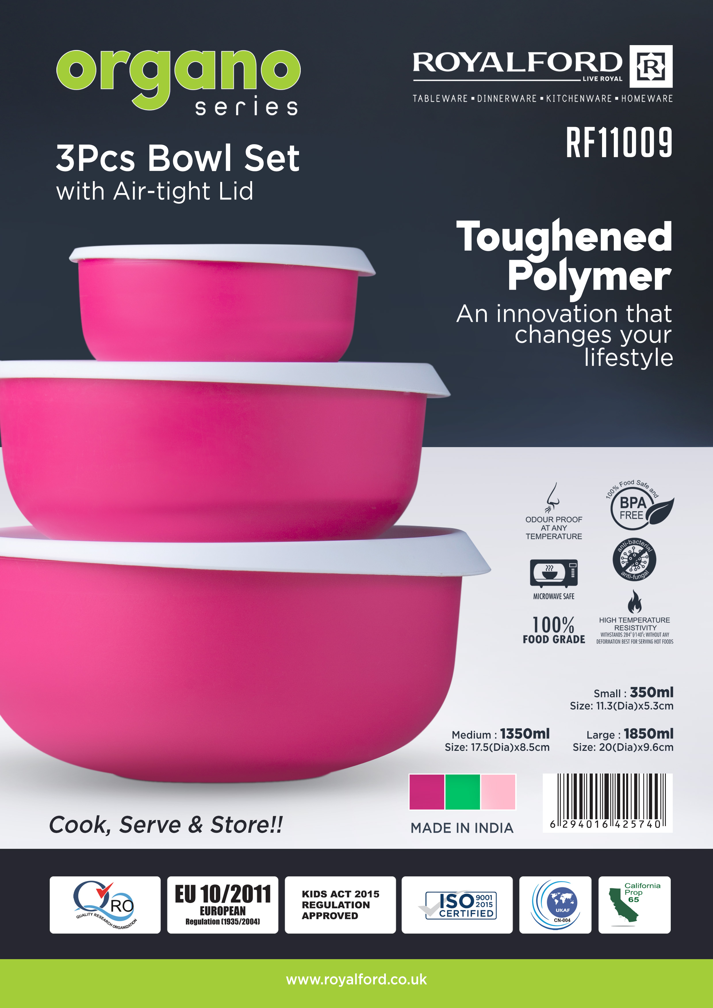 Tupperware Table Top Collection Serving 3pc Bowl Set Clear Bowl Pink Seal  New