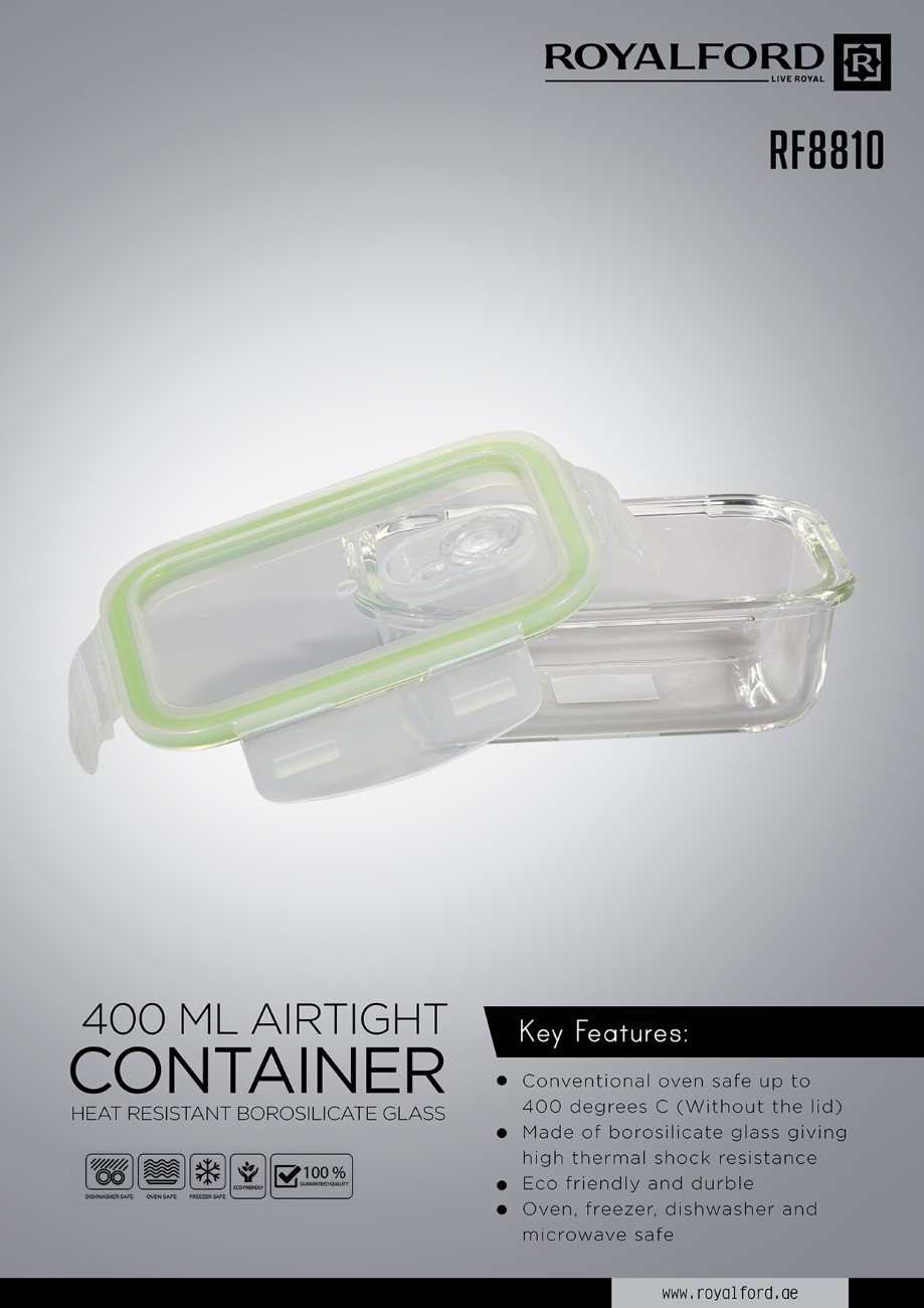 Royalford RF8810 400ml Glass Meal Prep Container