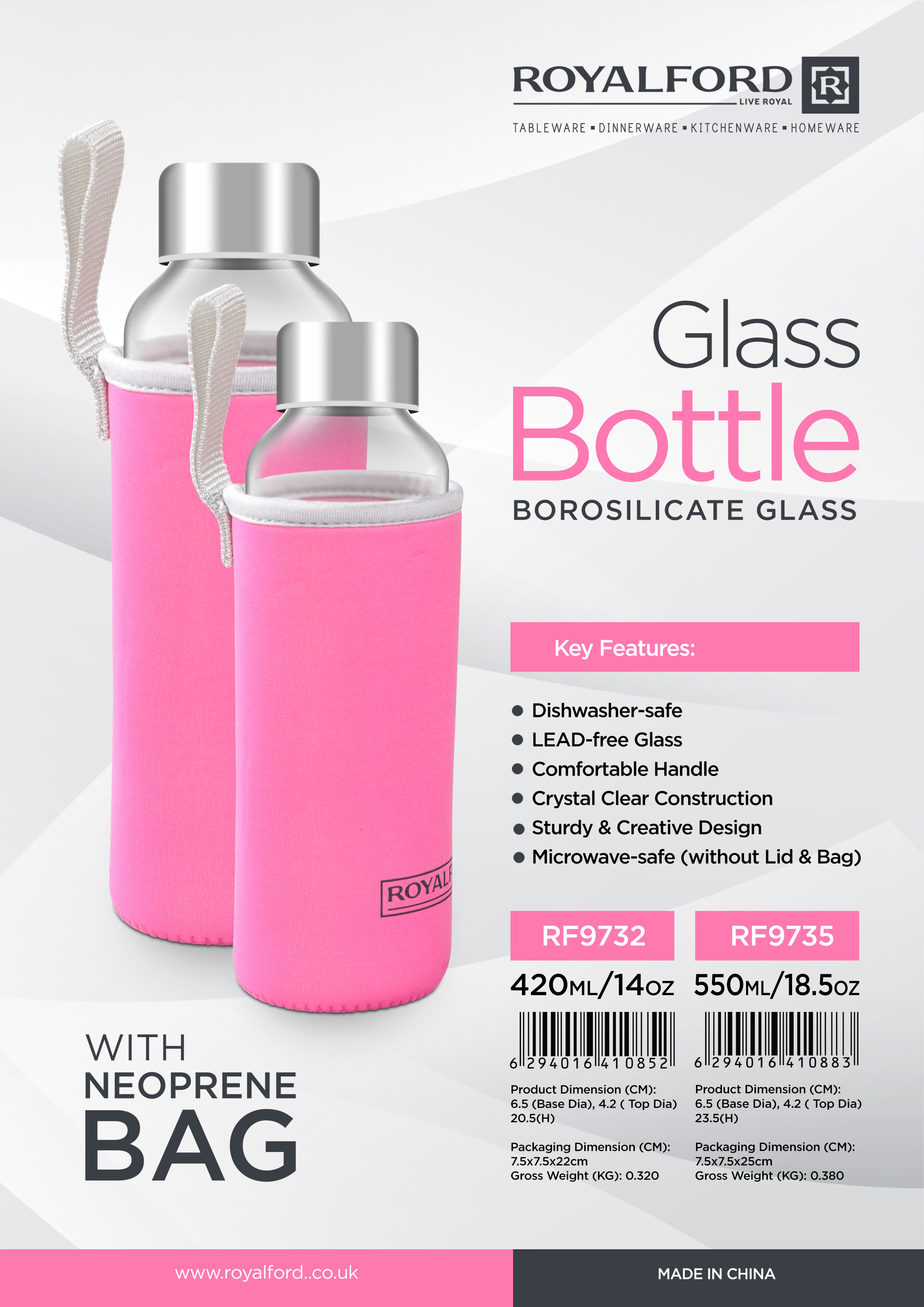 Buy Neo Borosilicate Glass Bottle - Silver Lid 550 ml at Best