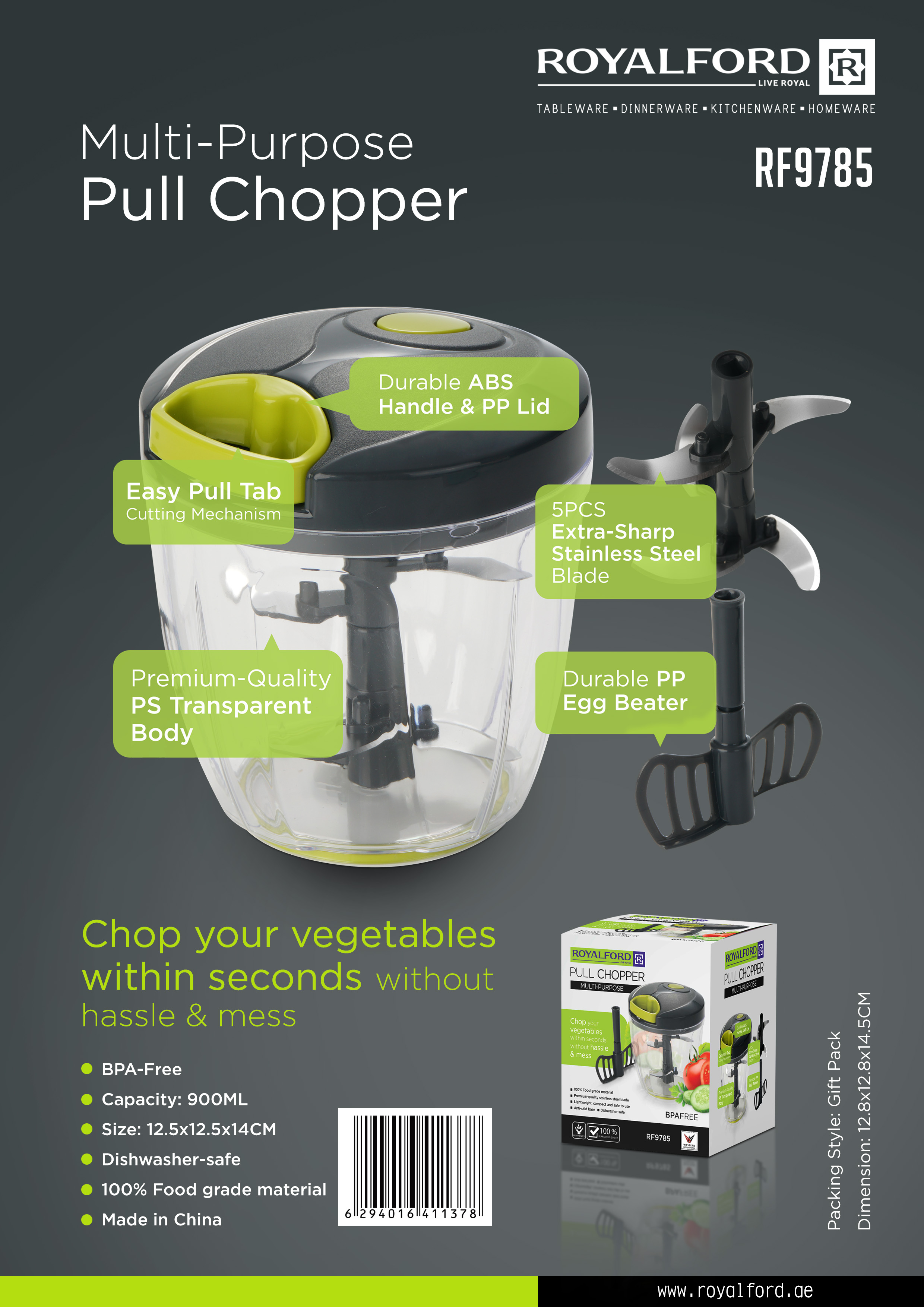 Salad Spinner with QuickChop Pull Chopper 