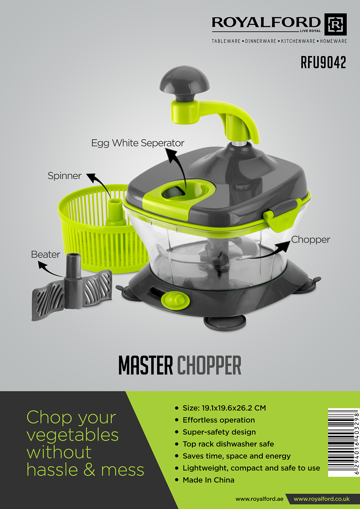 Manual Chopper Vegetable Hand-Powered Crank Blender and Spinner