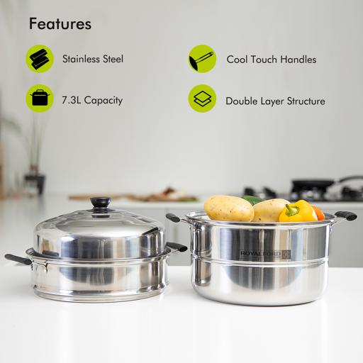 Double layer Stainless Steel Stack and Steam Pot Set - and Lid