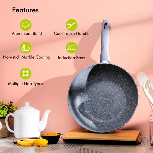 Non Stick Stone Marble Coating Forged Aluminium Fry Pans With