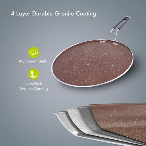 display image 4 for product Royalford Aluminium Round Tawa 30Cm - Marble Coating Pan Suitable For Crepe Chapatti Pancakes