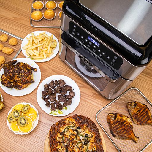 display image 8 for product Geepas 9 In 1 Air Fryer Oven 10L – 9 Preset, Toaster Oven Combo Rotisserie & Dehydrator, Oil-Free Countertop Oven with LED Digital Touchpanel, 90 min Timer | 2 Years Warranty