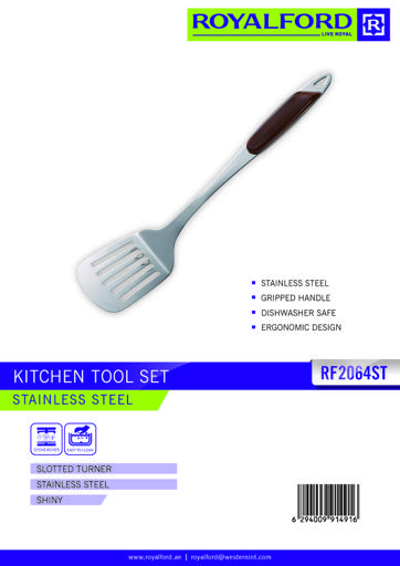 display image 9 for product Highly Durable Safe Stainless Steel Slotted Turner with Long Handle & Dishwasher Safe RF2064ST Royalford