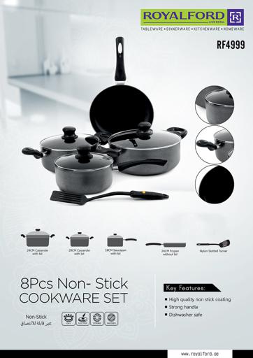 display image 16 for product 8Pcs Non-Stick Cookware Set, 2.5mm Body Thickness, RF4999 | Scratch Resistant, Tempered Glass Lids | Bakelite Knobs and CD Bottom | Suitable for Multiple Hobs