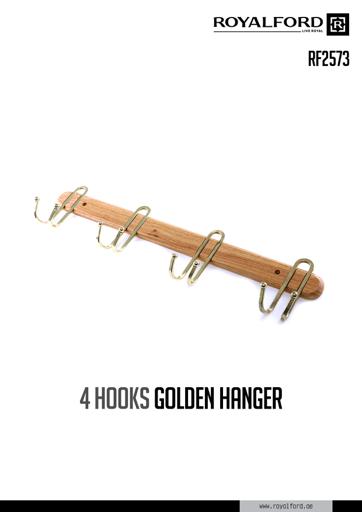 display image 11 for product Royalford Golden Hook Set, 4 Pcs