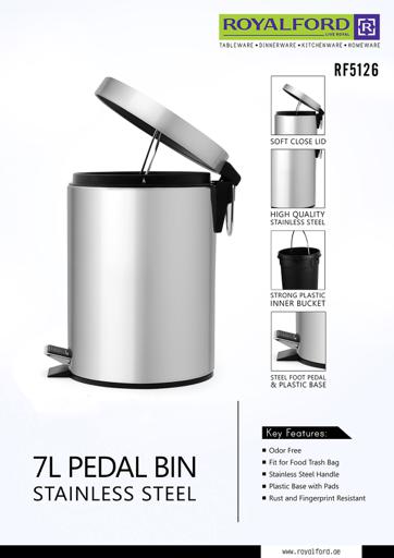 display image 11 for product Royalford Stainless Steel Pedal Bin, 7L