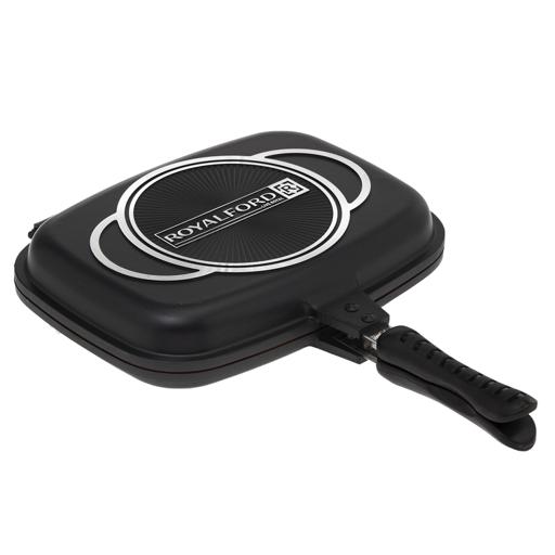 display image 9 for product Royalford Double Grill Pan, 32 Cm - Die-Cast Double Sided Non-Stick Griddle Pan - Foldable Flipping