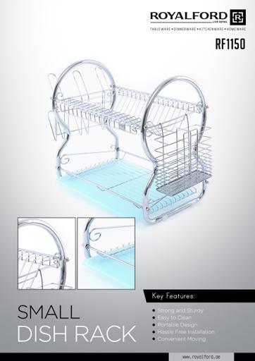 display image 7 for product Royalford 2 -Tier Stainless Steel Dish Drainer Rack - Utensil Holder, Drying Rack, With Plastic Tray