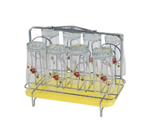 Royalford Stainless Steel 8 Glass Stand Holder With Drainer - Glass Drainer Storage Drying Rack hero image