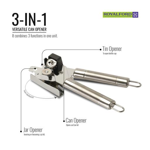 display image 6 for product Royalford Stainless Steel Can Opener With Tube Handle