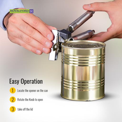display image 7 for product Royalford Stainless Steel Can Opener With Tube Handle