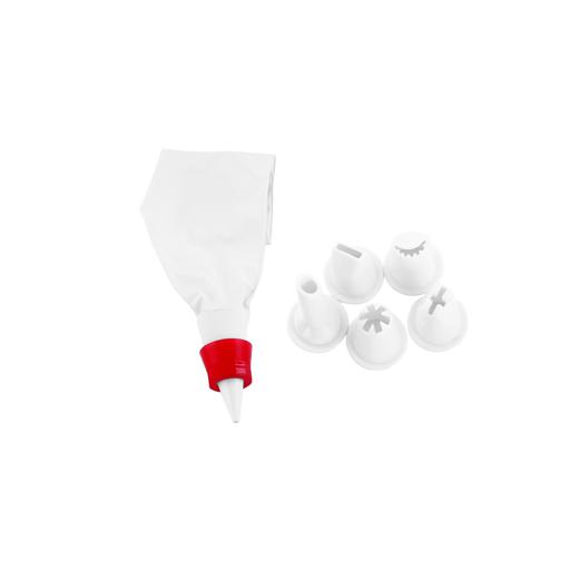 display image 4 for product 5 Nozzle Set with Icing Bag, Made of PVC Material, RF1661 | Icing Piping Cream Pastry Bag | DIY Cake Decorating Tools | Ideal for Icing Cakes, Pastries, Cupcakes